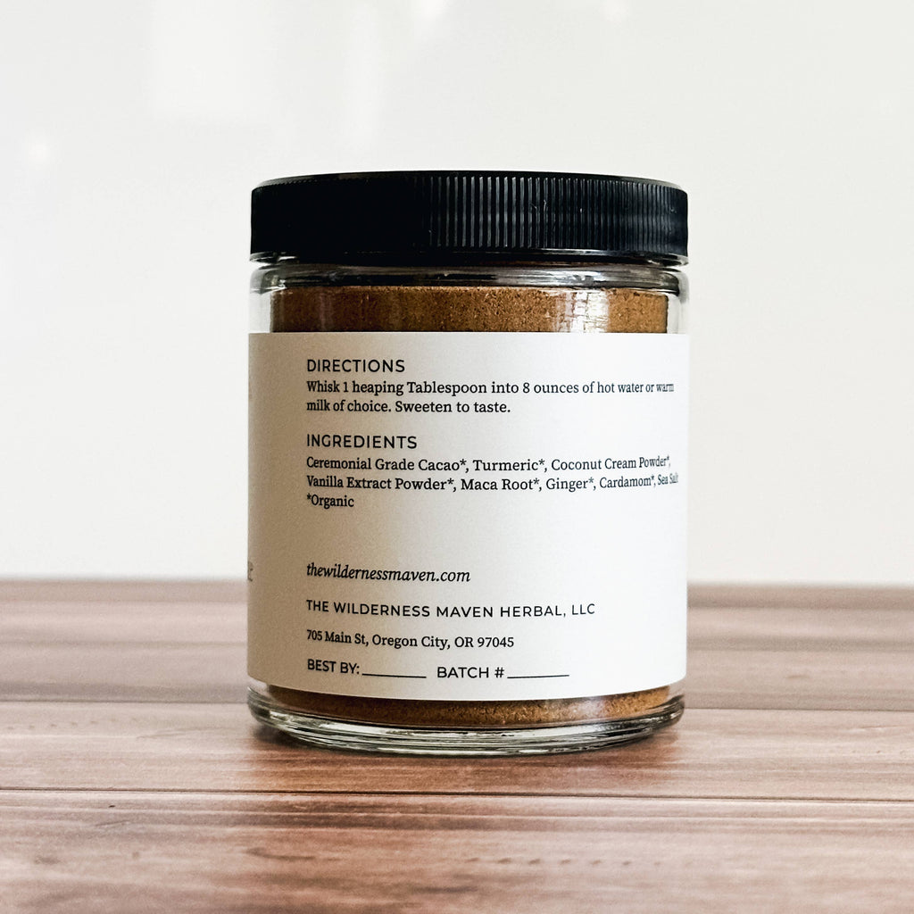 Golden Chocolate Herbal Hot Cocoa by Wilderness Maven Apothecary 6oz