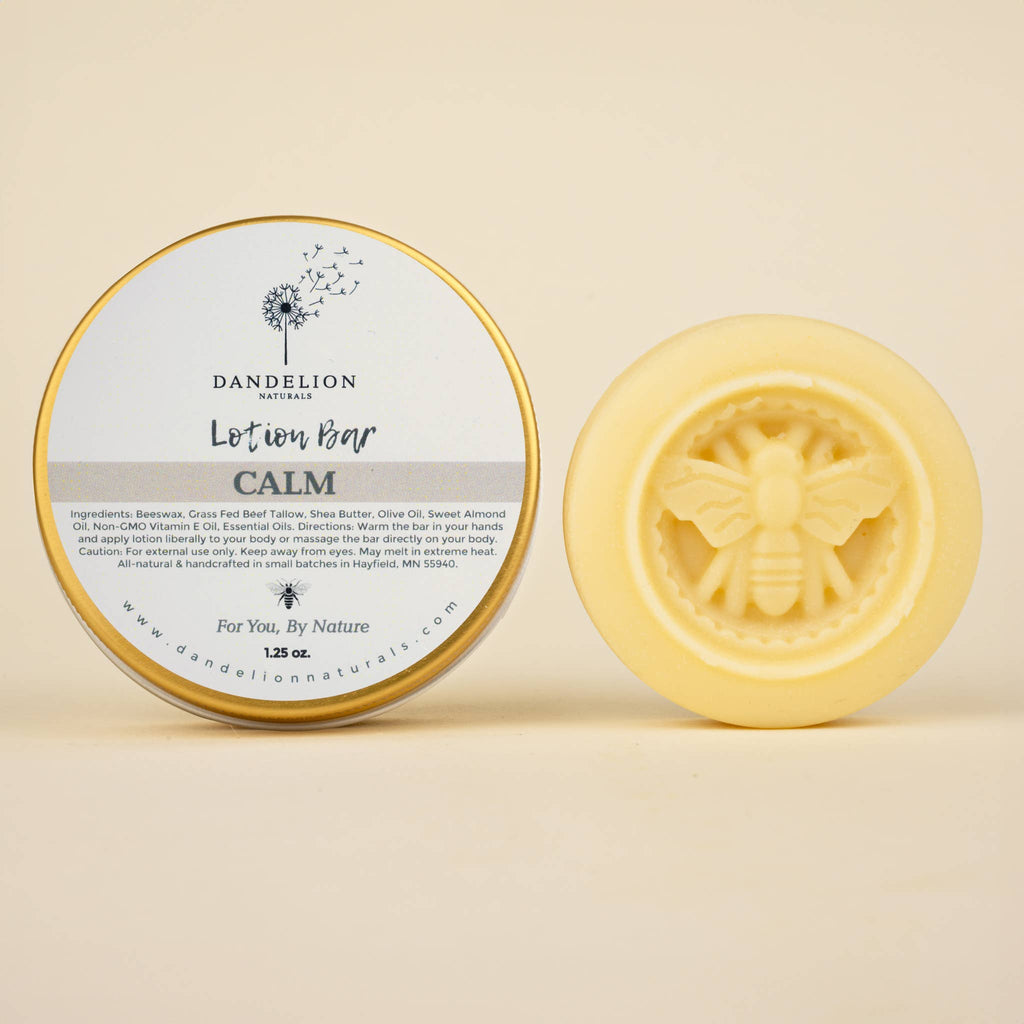 Tallow Lotion Bar with Spearmint, Lavender, Rosemary | Calm by Dandelion Naturals 1.25 oz