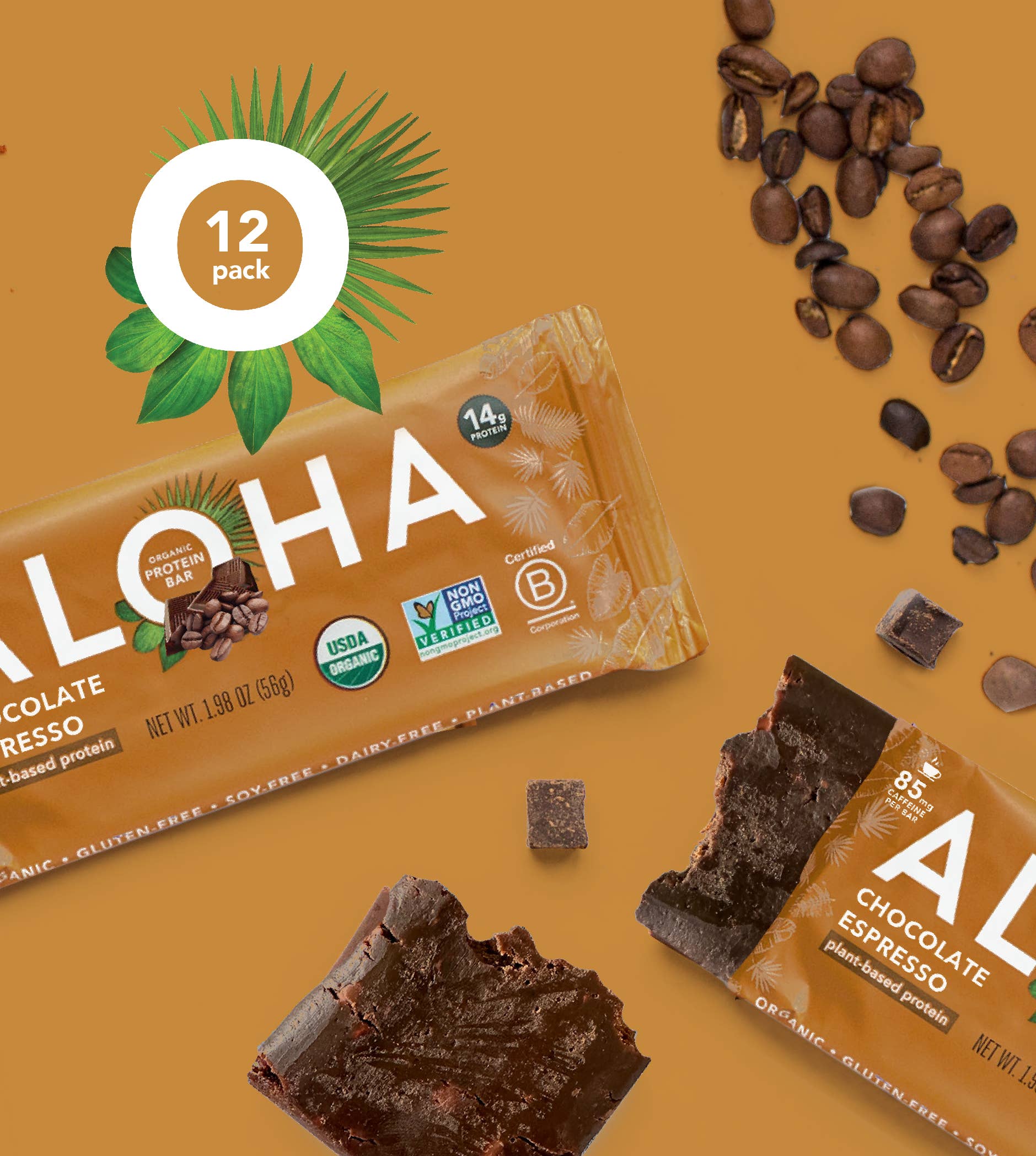 Chocolate Espresso Protein + Caffeine Bar by Aloha 1.98oz