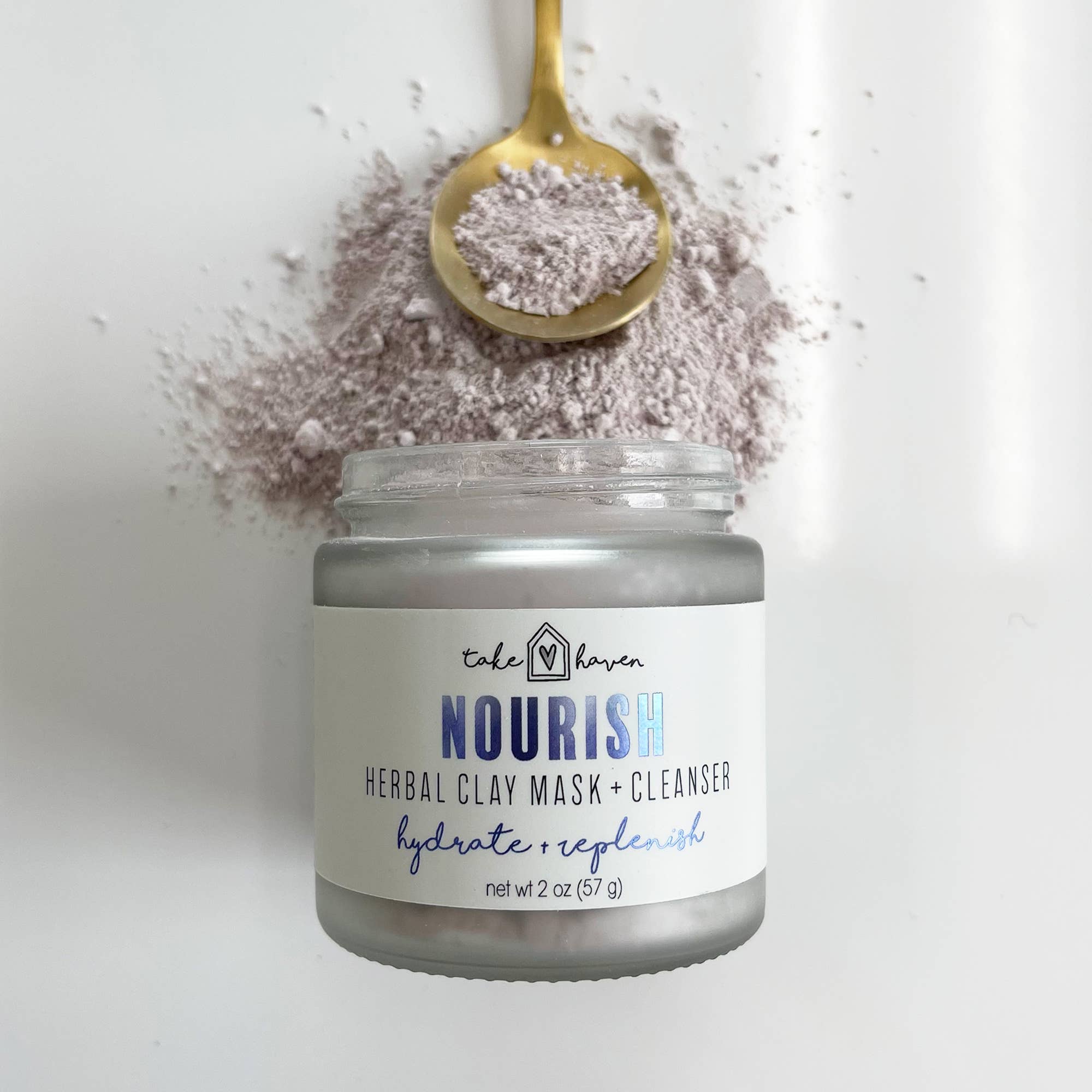 Herbal Clay Face Mask + Cleanser: NOURISH by Take Haven 1.2oz