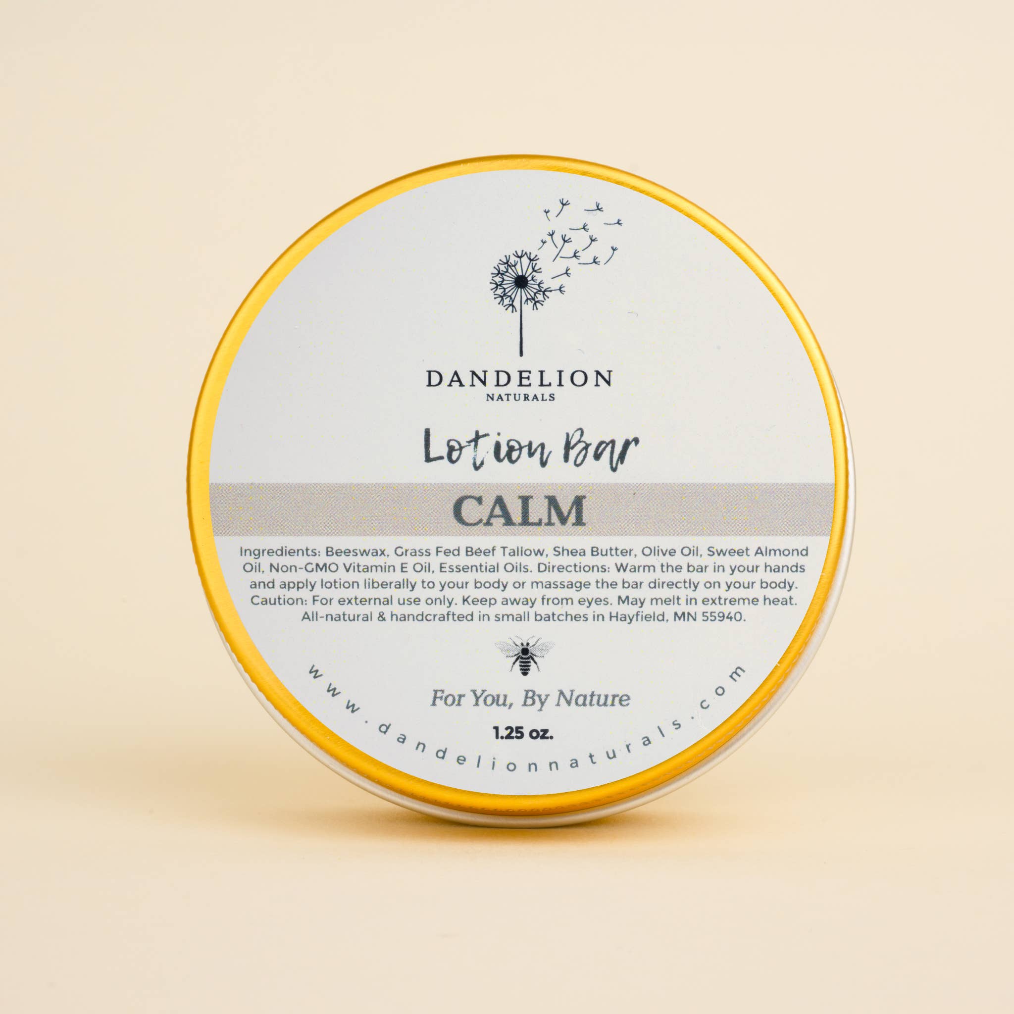 Tallow Lotion Bar with Spearmint, Lavender, Rosemary | Calm by Dandelion Naturals 1.25 oz