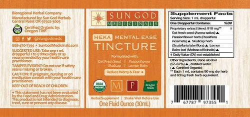 Organic Heka Mental Ease Tincture by Sun God Medicinals 1oz