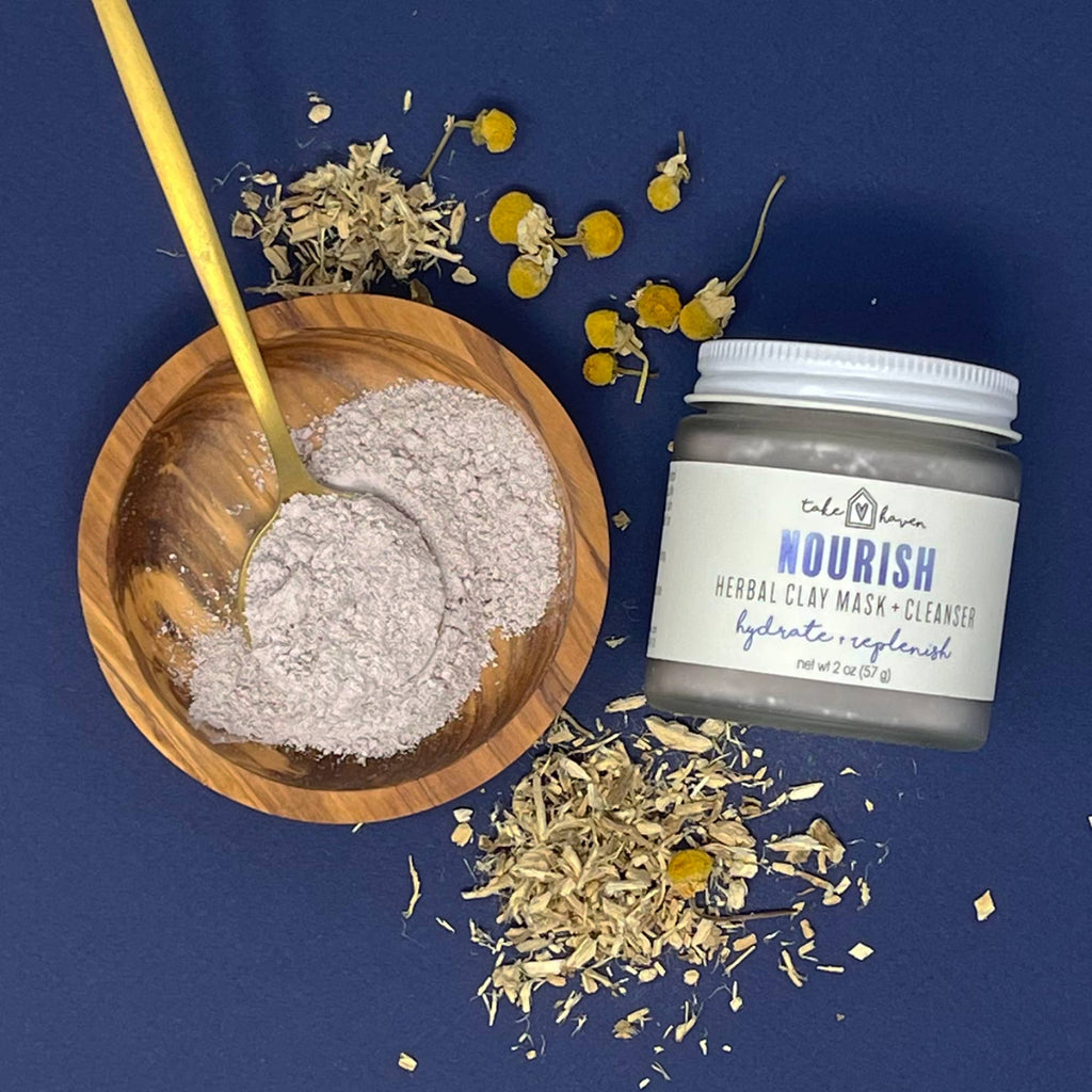 Herbal Clay Face Mask + Cleanser: NOURISH by Take Haven 1.2oz