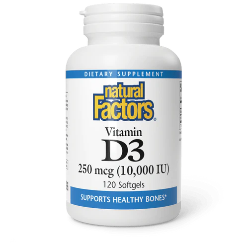 Vitamin D3 (250 mcg (10,000 IU)) by Natural Factors 120 softgels