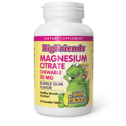 Kids Magnesium Citrate by Natural Factors 60 chewable (Bubble Gum) tablets