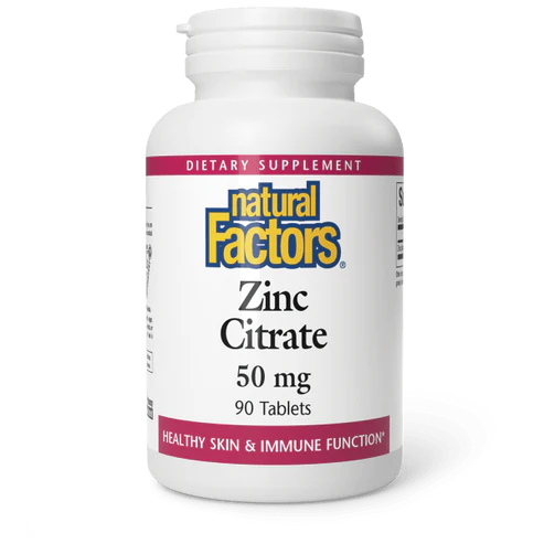 Zinc Citrate (50 mg) by Natural Factors 90 tablets