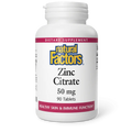 Zinc Citrate (50 mg) by Natural Factors 90 tablets