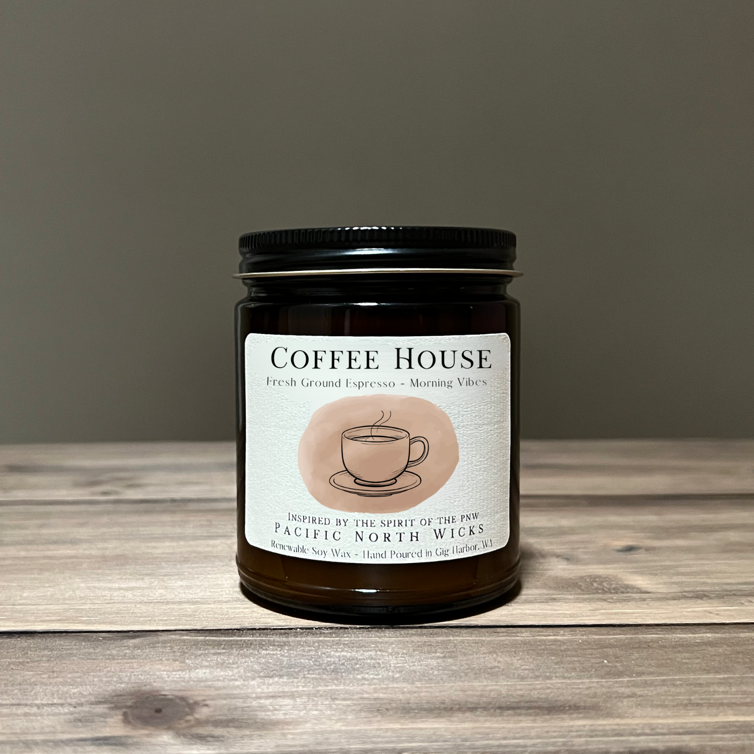 Coffee House Candle | Espresso Scent by Pacific North Wicks 8oz
