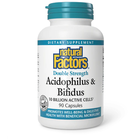 Acidophilus & Bifidus Double Strength (10 Billion) by Natural Factors 90 capsules