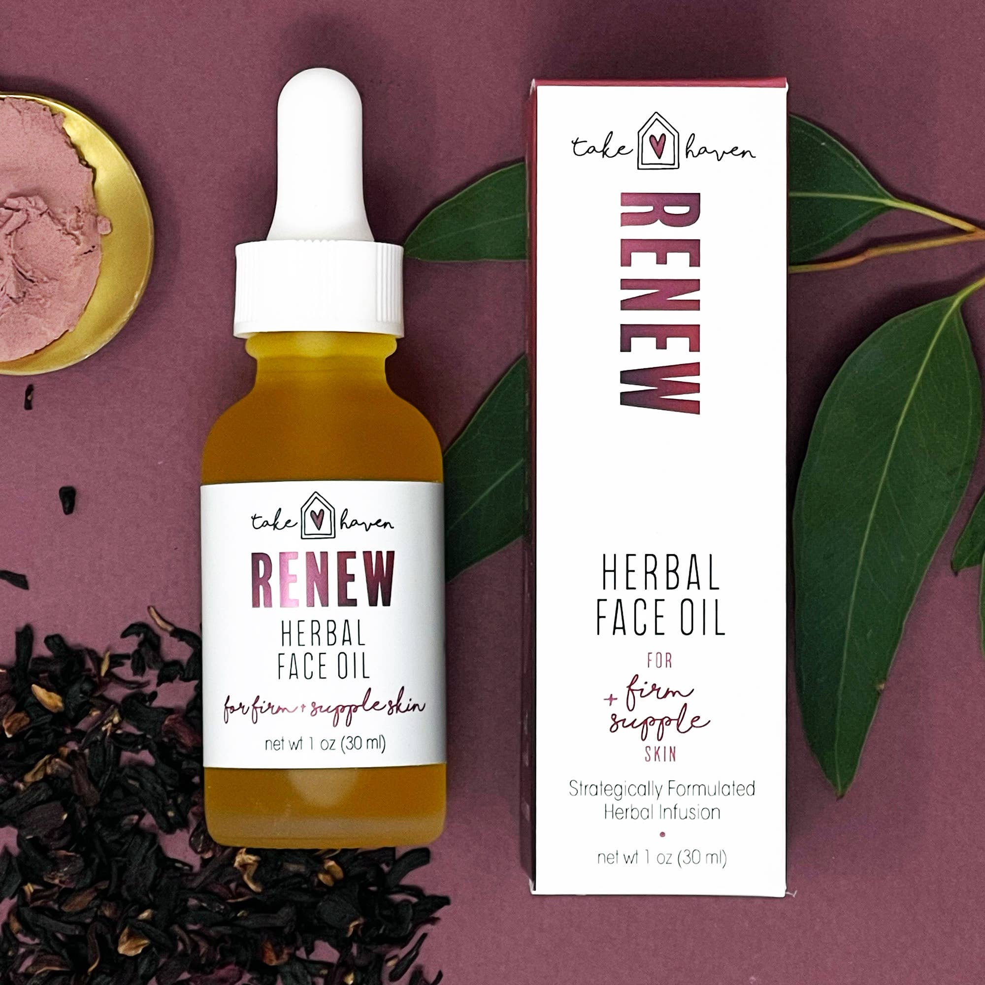 Face Oil: Renew for Aging and Mature Skin, Organic & Herbal by Take Haven 1 oz.