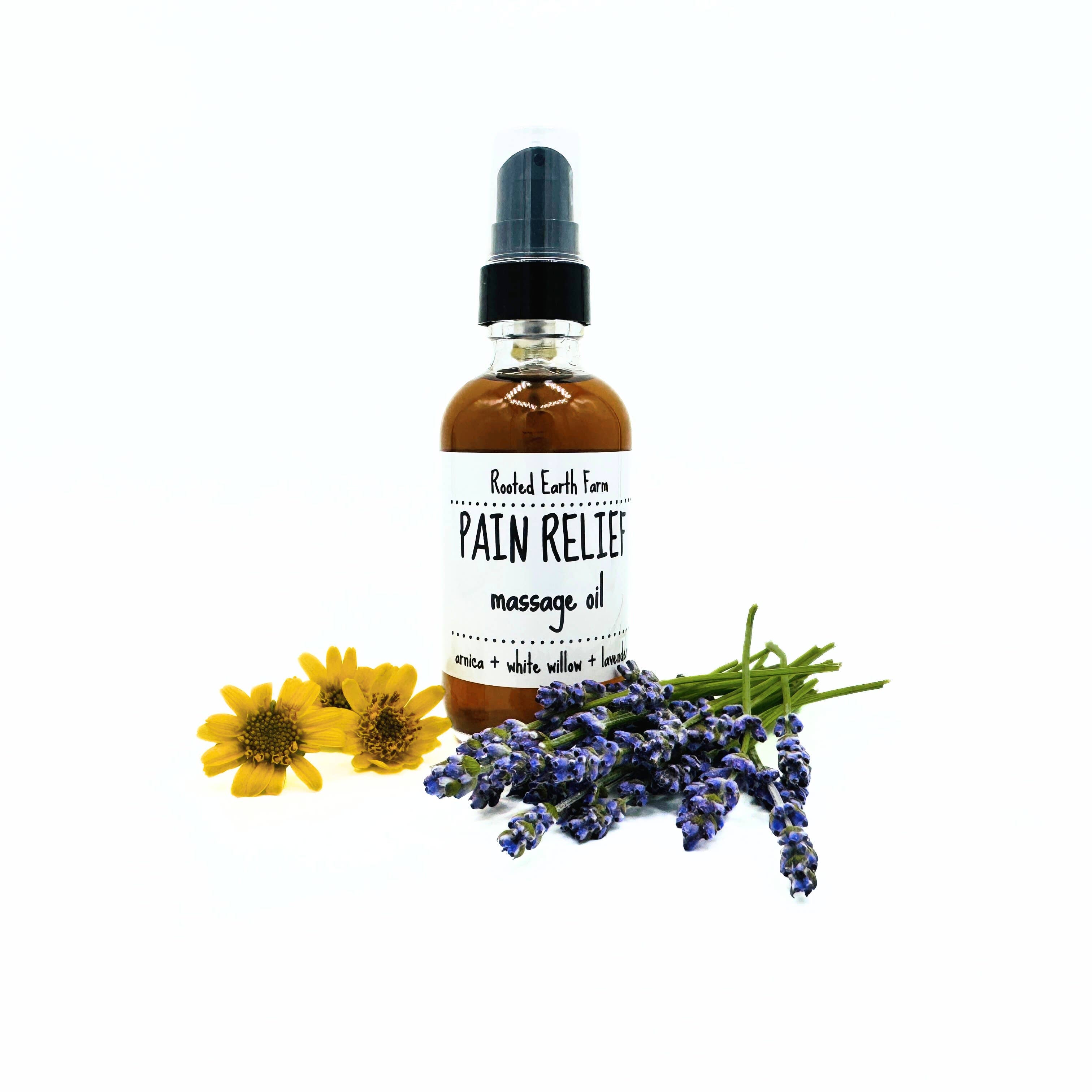 Pain Relief Massage Oil by Rooted Earth Farm + Apothecary 2 fl oz