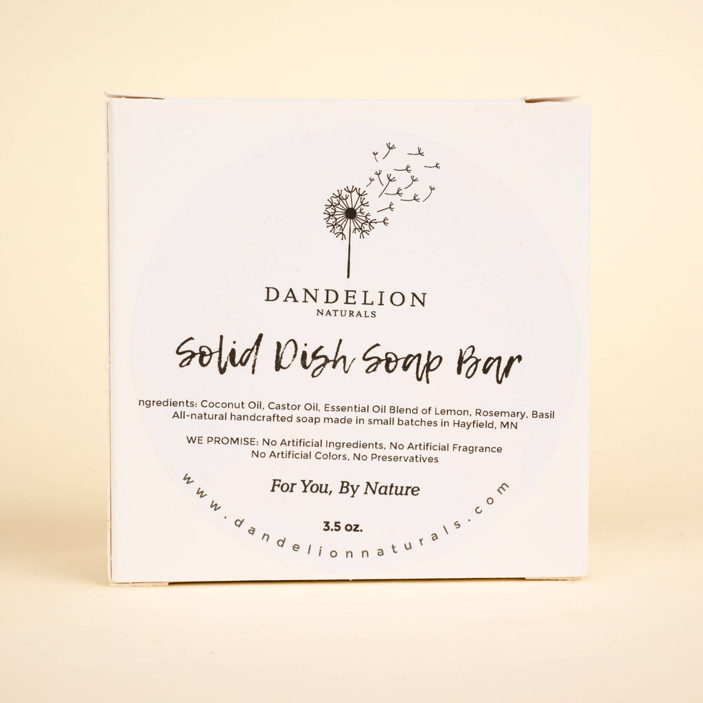 Solid Dish Soap Bar | Lemon + Basil + Rosemary by Dandelion Naturals 3.5 oz