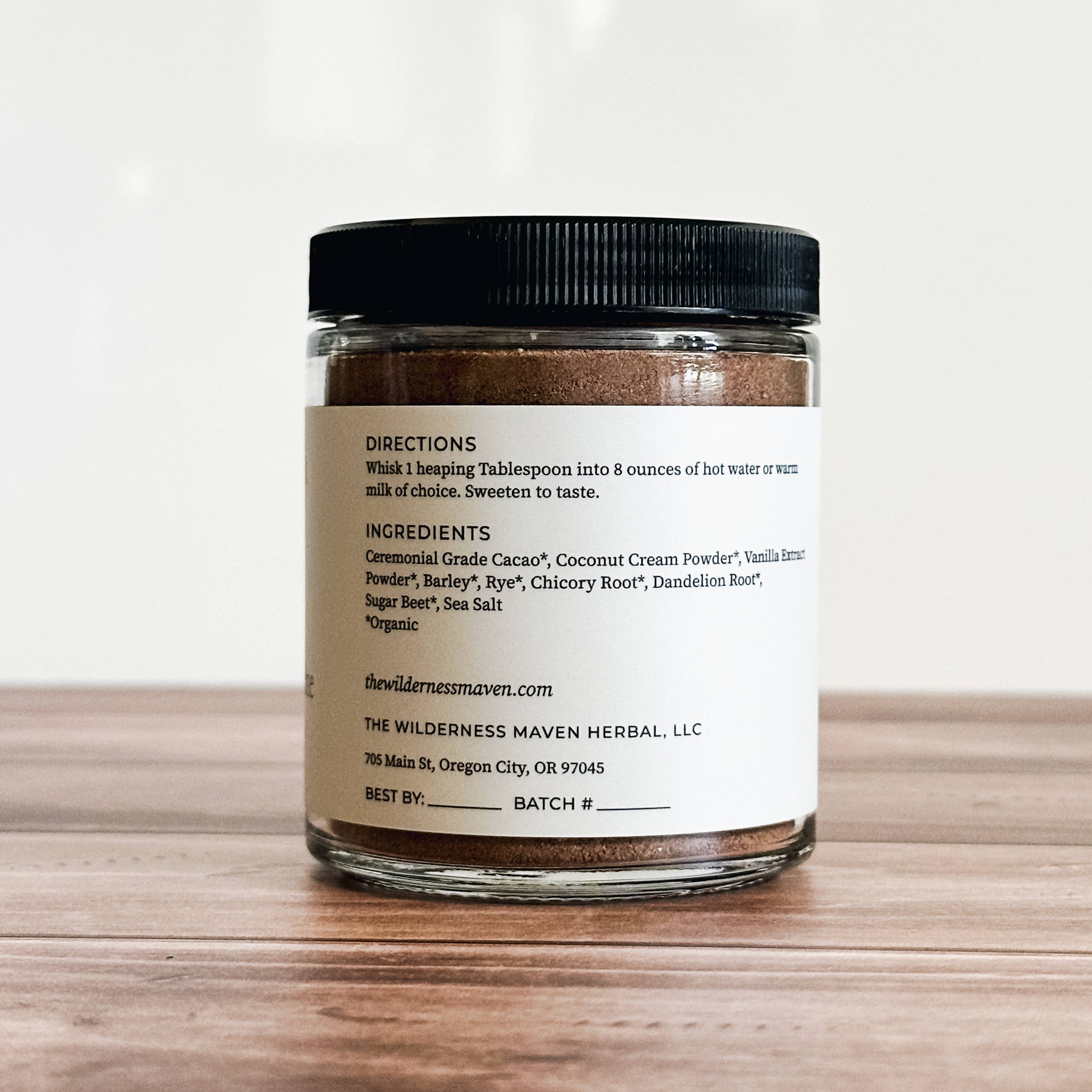 Dandelion Chocolate Herbal Hot Cocoa by Wilderness Maven Apothecary 6oz