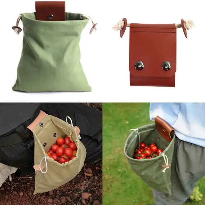Portable Leather Canvas Foraging Pouch by American Leather Goods