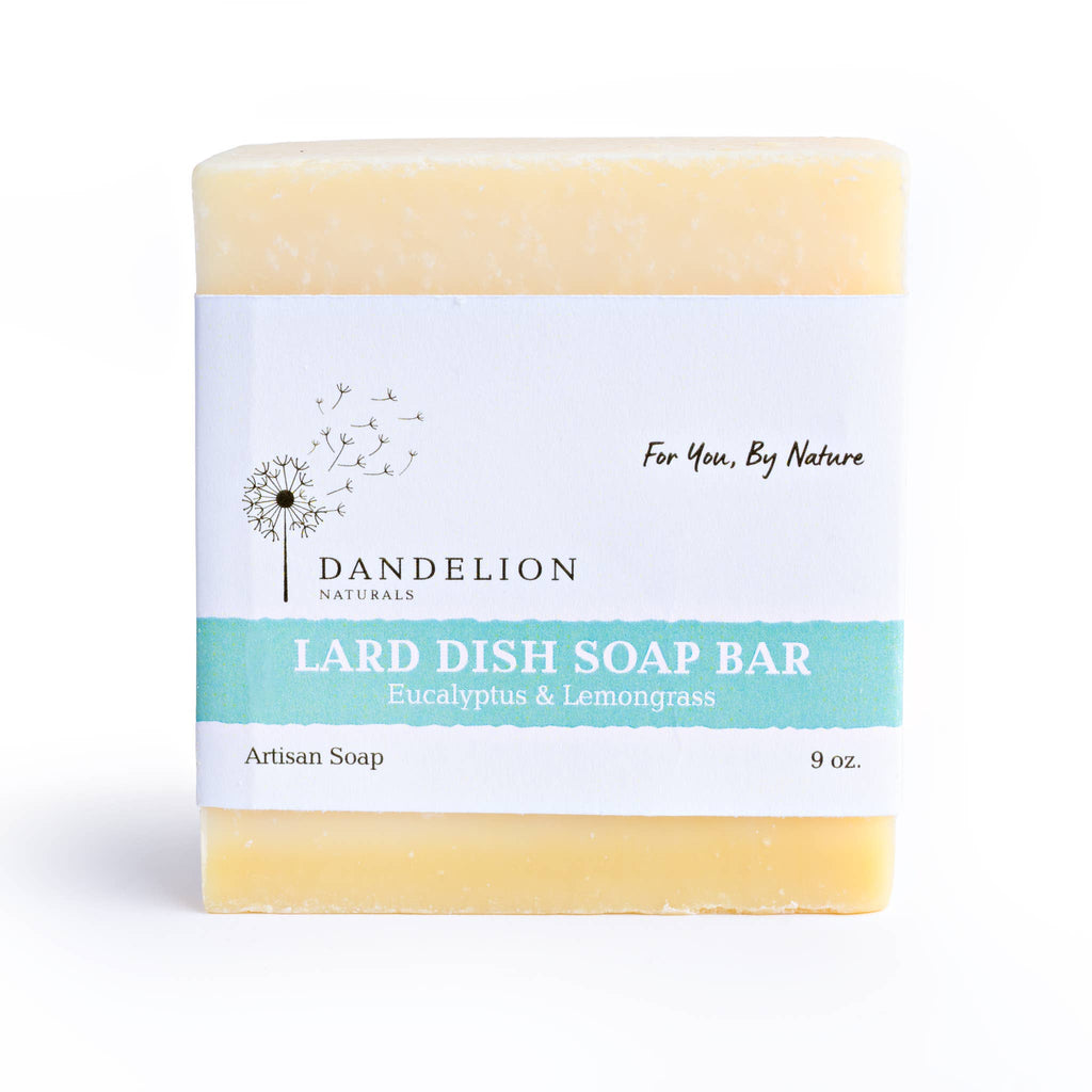 Lard Dish Soap Bar Eucalyptus & Lemongrass by Dandelion Naturals 9oz