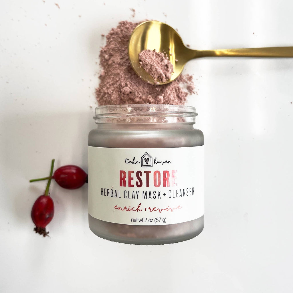 Herbal Clay Face Mask + Cleanser: RESTORE by Take Haven 1.2oz