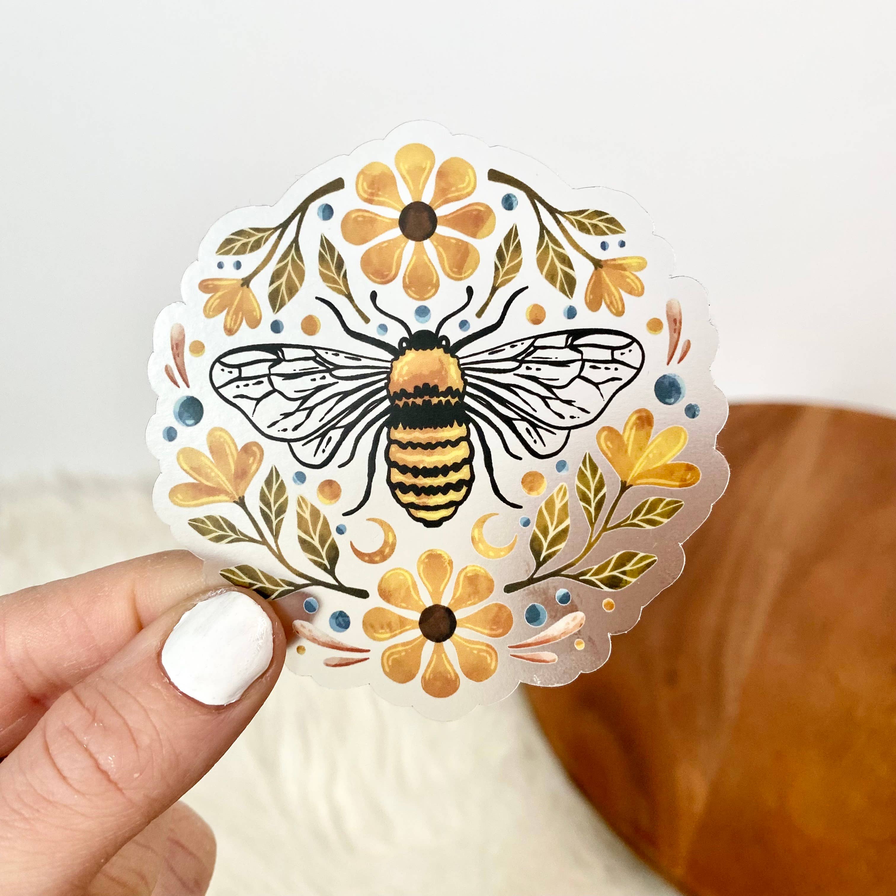 Flowers And Bee Sticker by Big Moods