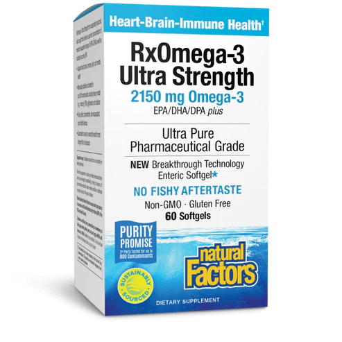 RxOmega-3 Ultra Strength (2,150 mg EPA/DHA/DPA)  by Natural Factors 60 softgels