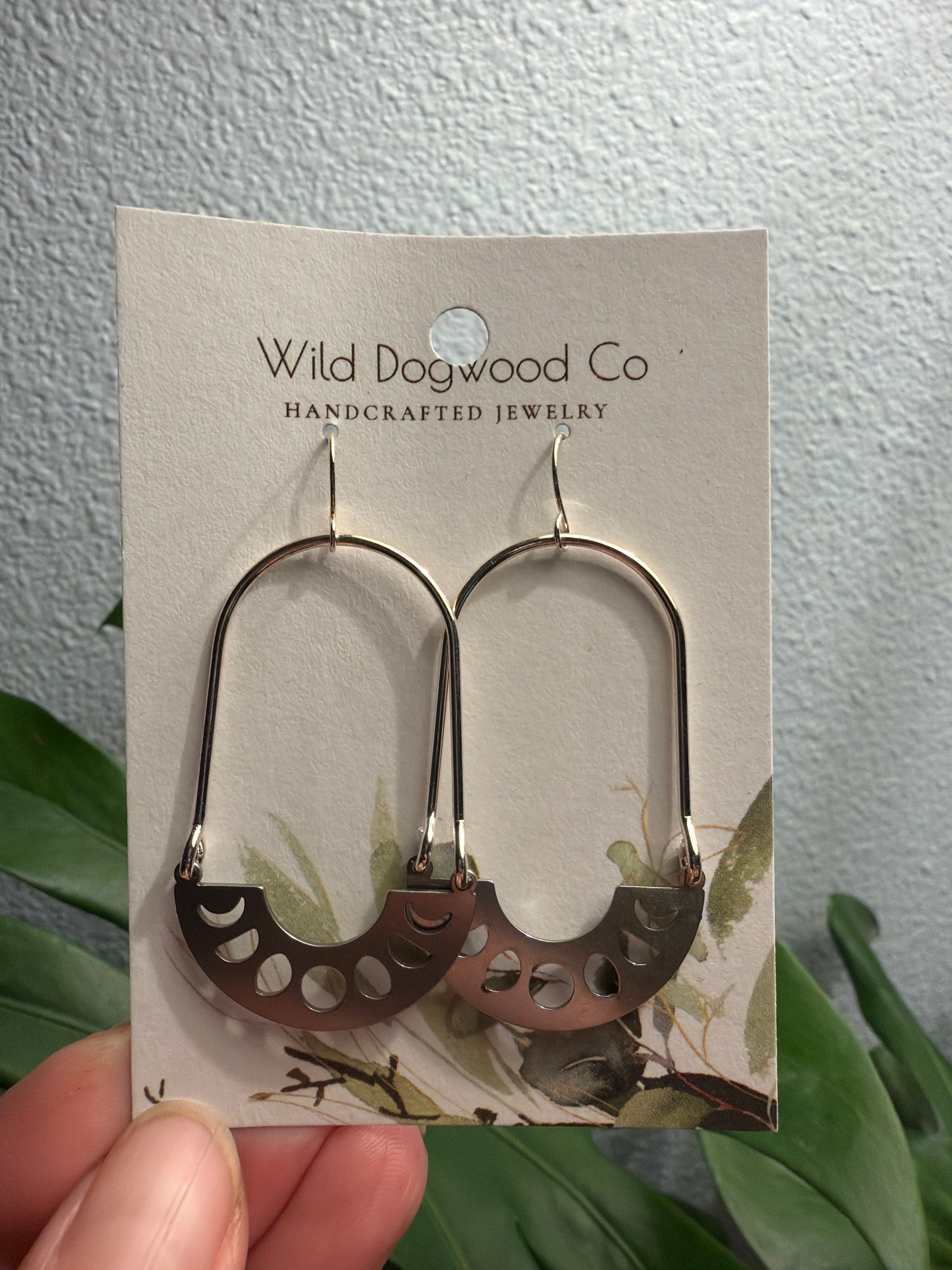 Moon Phase Elongated Dangle Earrings by Wild Dogwood Co 1 pair