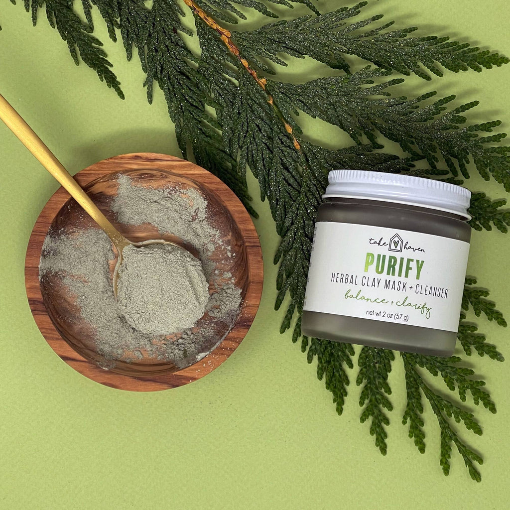 Herbal Clay Face Mask + Cleanser: PURIFY by Take Haven 1.2oz