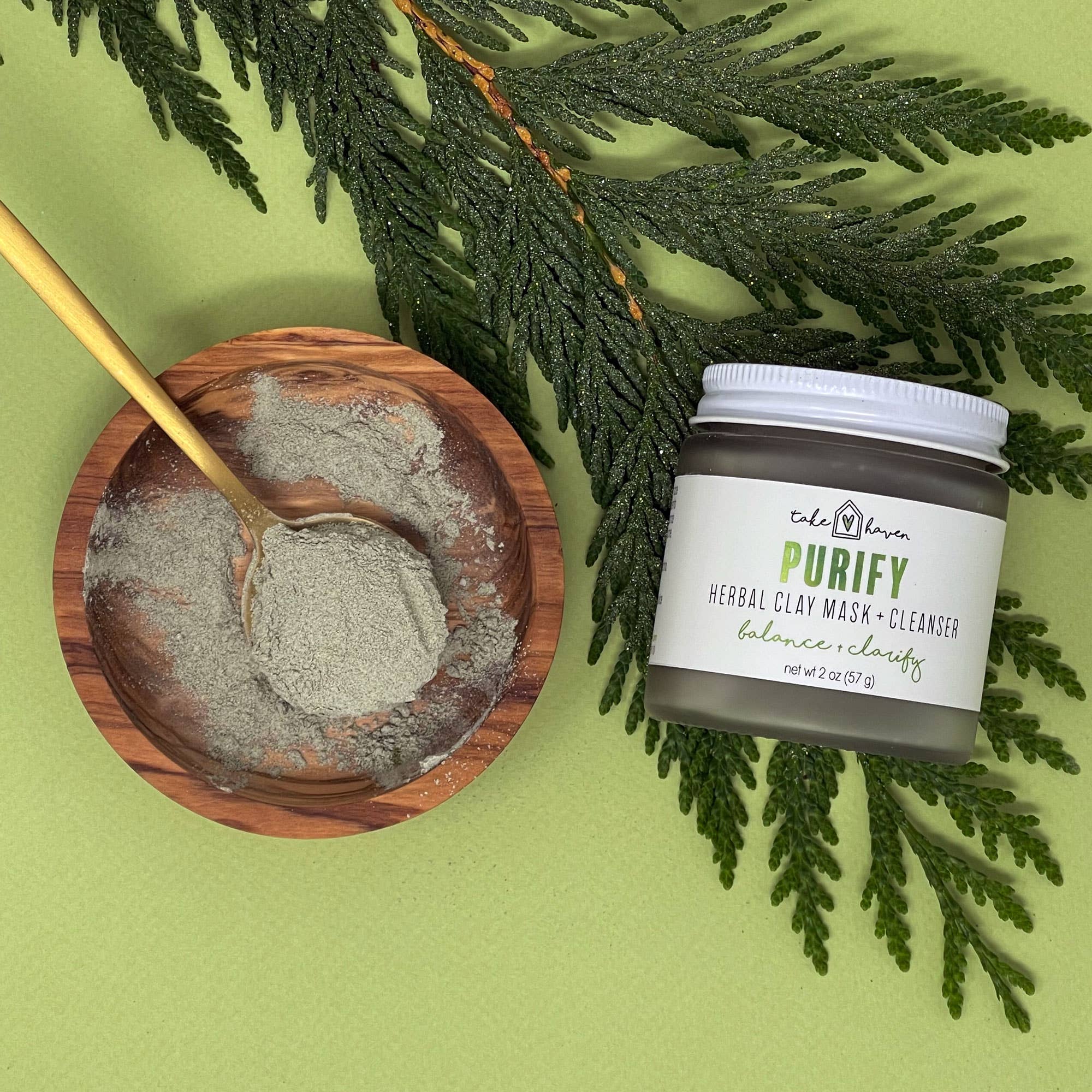 Herbal Clay Face Mask + Cleanser: PURIFY by Take Haven 1.2oz