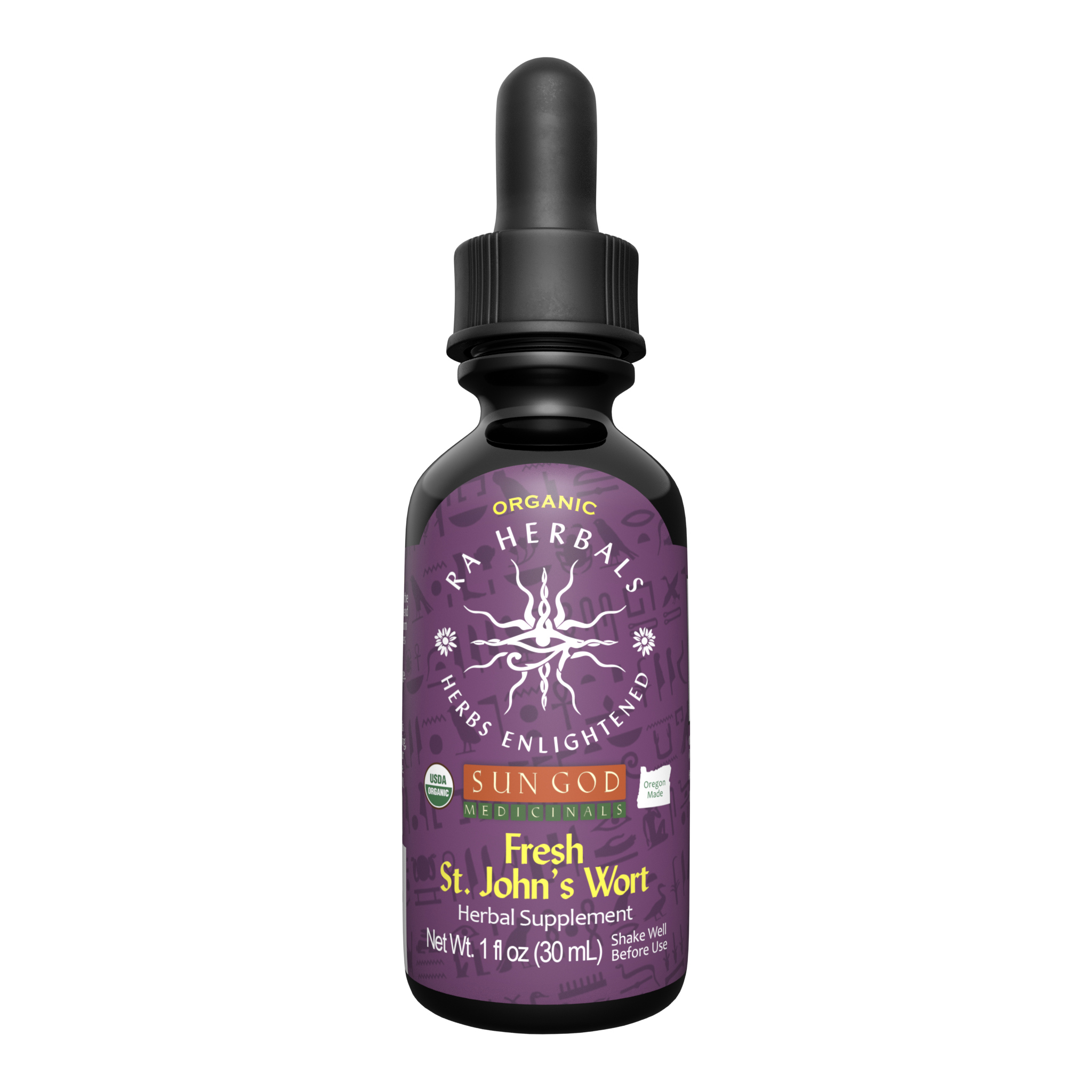 Organic Fresh St John's Wort Tincture by Sun God Medicinals 1oz