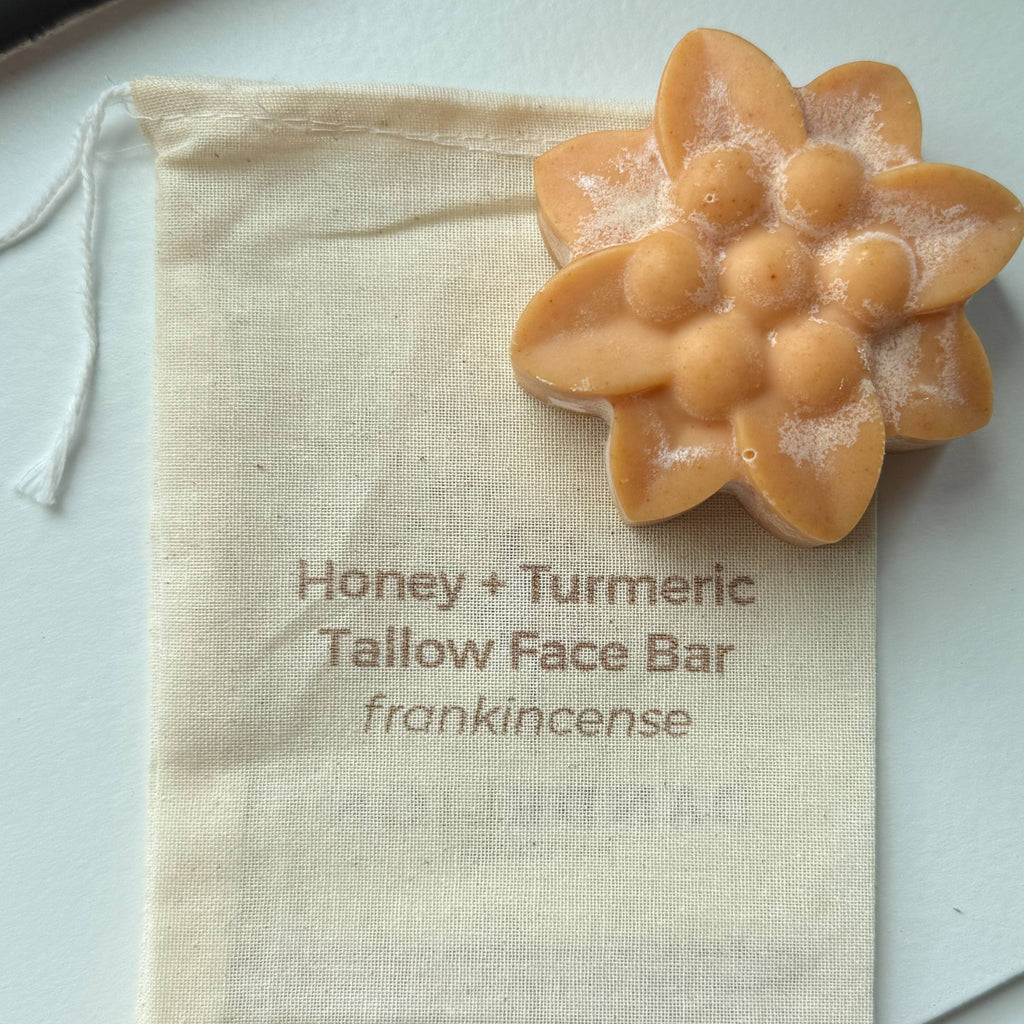 Honey Turmeric Tallow Face Bar Soap with Frankincense by Dandelion Naturals ~2.5oz