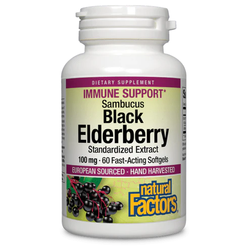 Black Elderberry Standardized Extract (100 mg) by Natural Factors 60 softgels