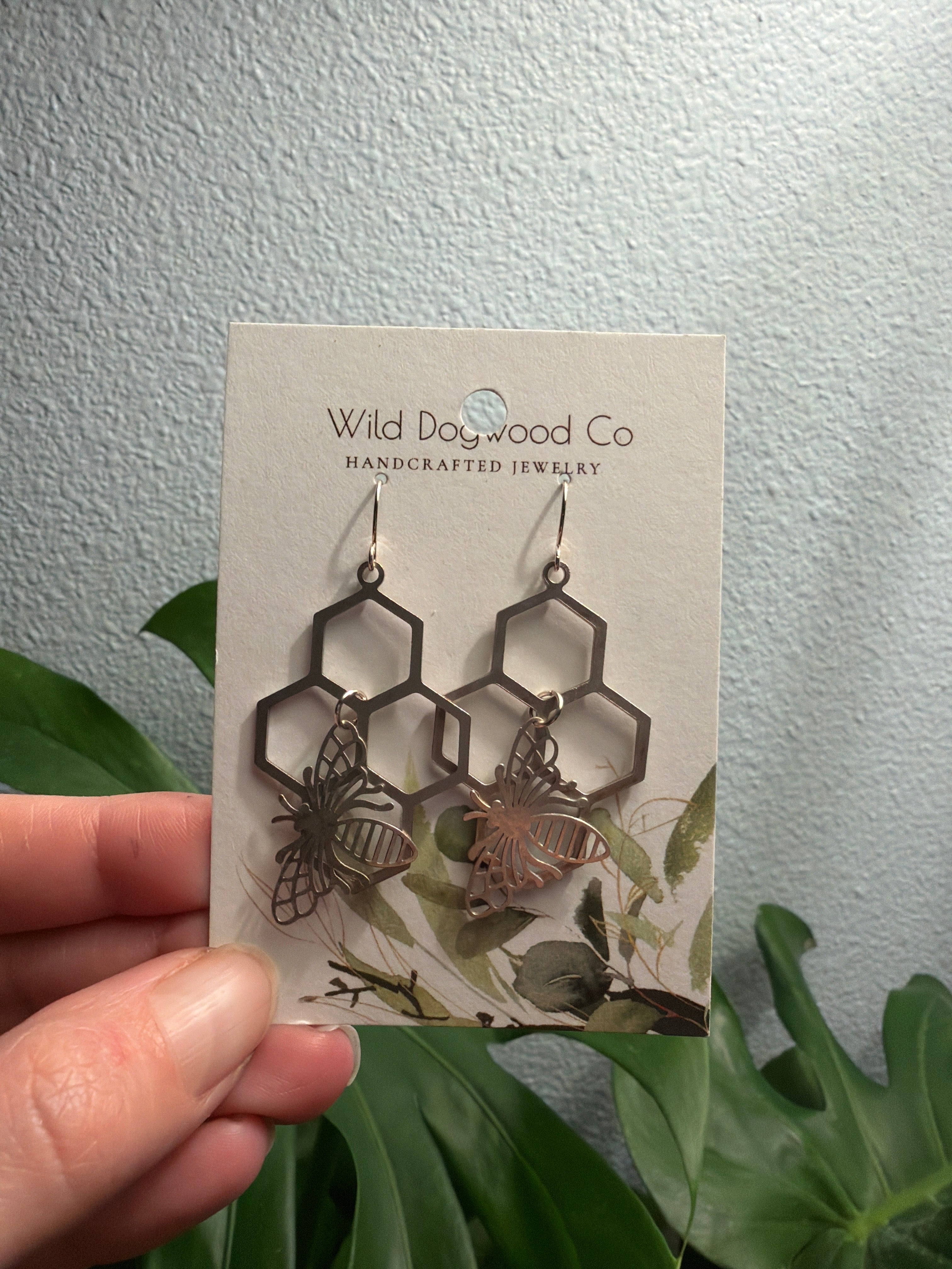 Honeycomb Bee Earrings by Wild Dogwood Co. 1 pair