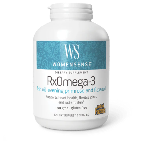 WomenSense® RxOmega-3 Fish Oil, Evening Primrose, and  Flaxseed by Natural Factors 120 softgels