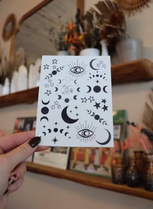 Celestial Temporary Tattoos: Witchy Moon & Star Designs