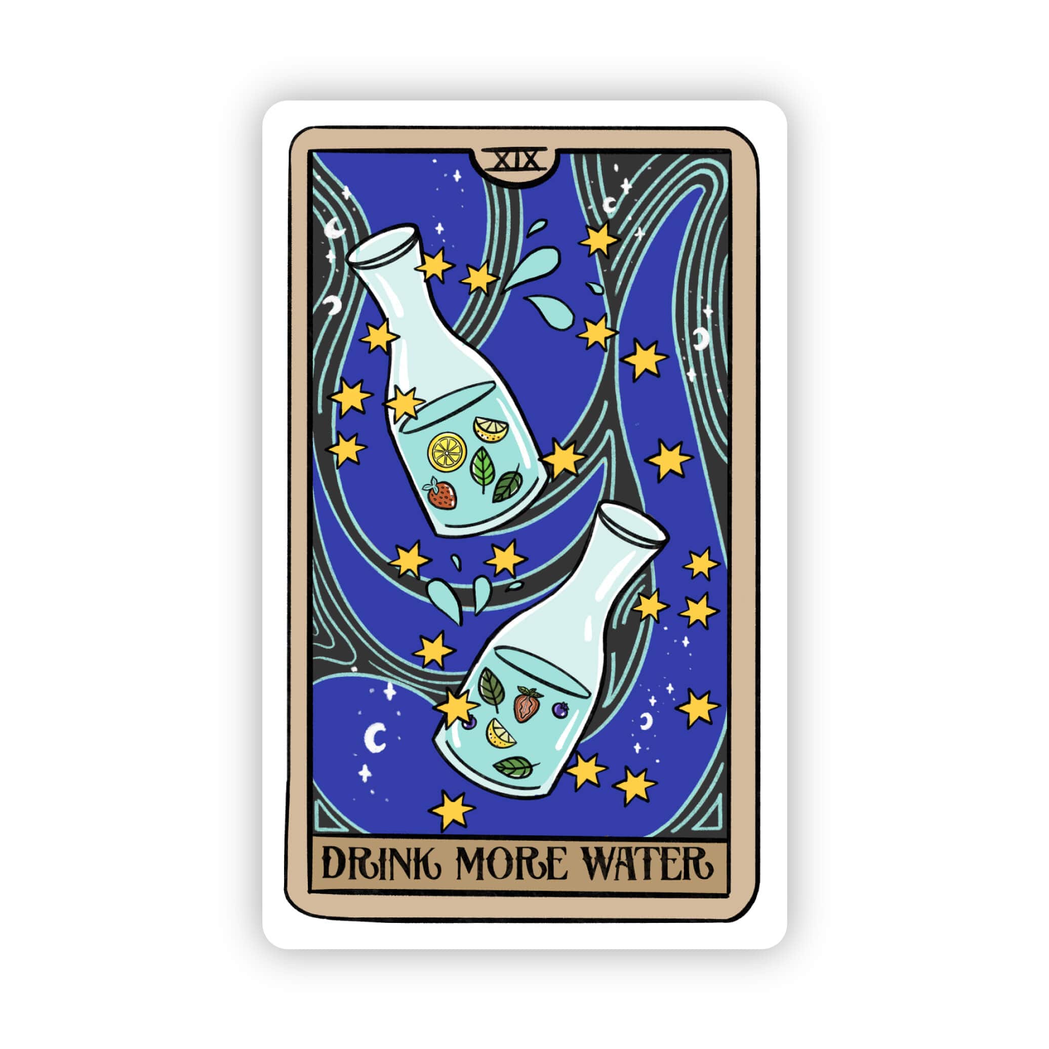 Drink More Water Tarot Card Sticker by Big Moods