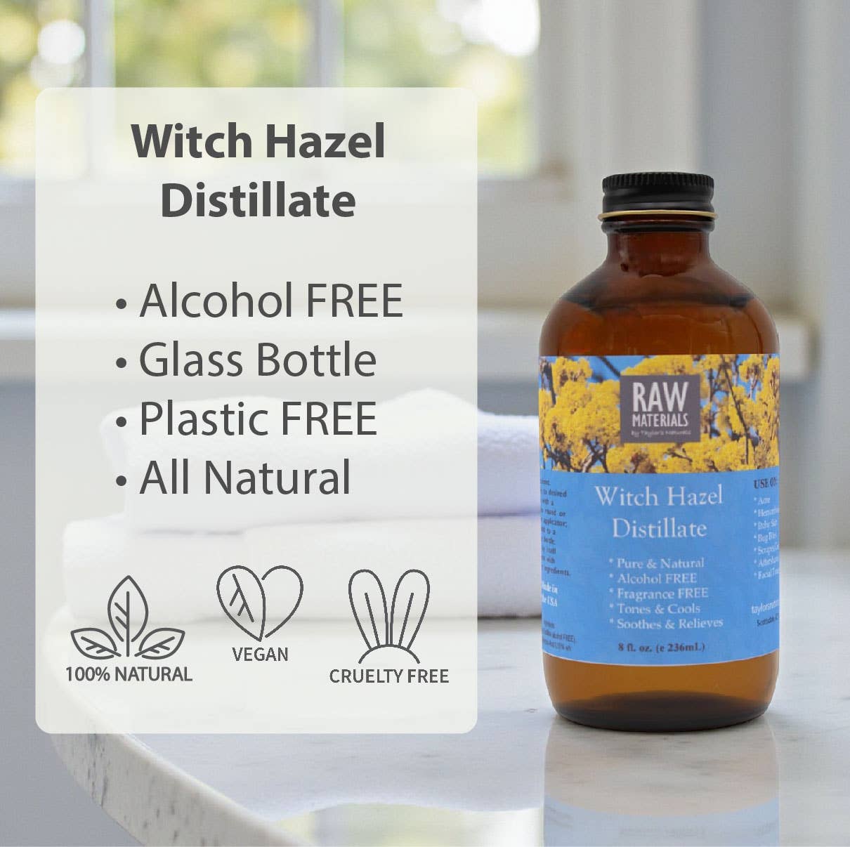 Witch Hazel Distillate by Taylor’s Naturals 8oz