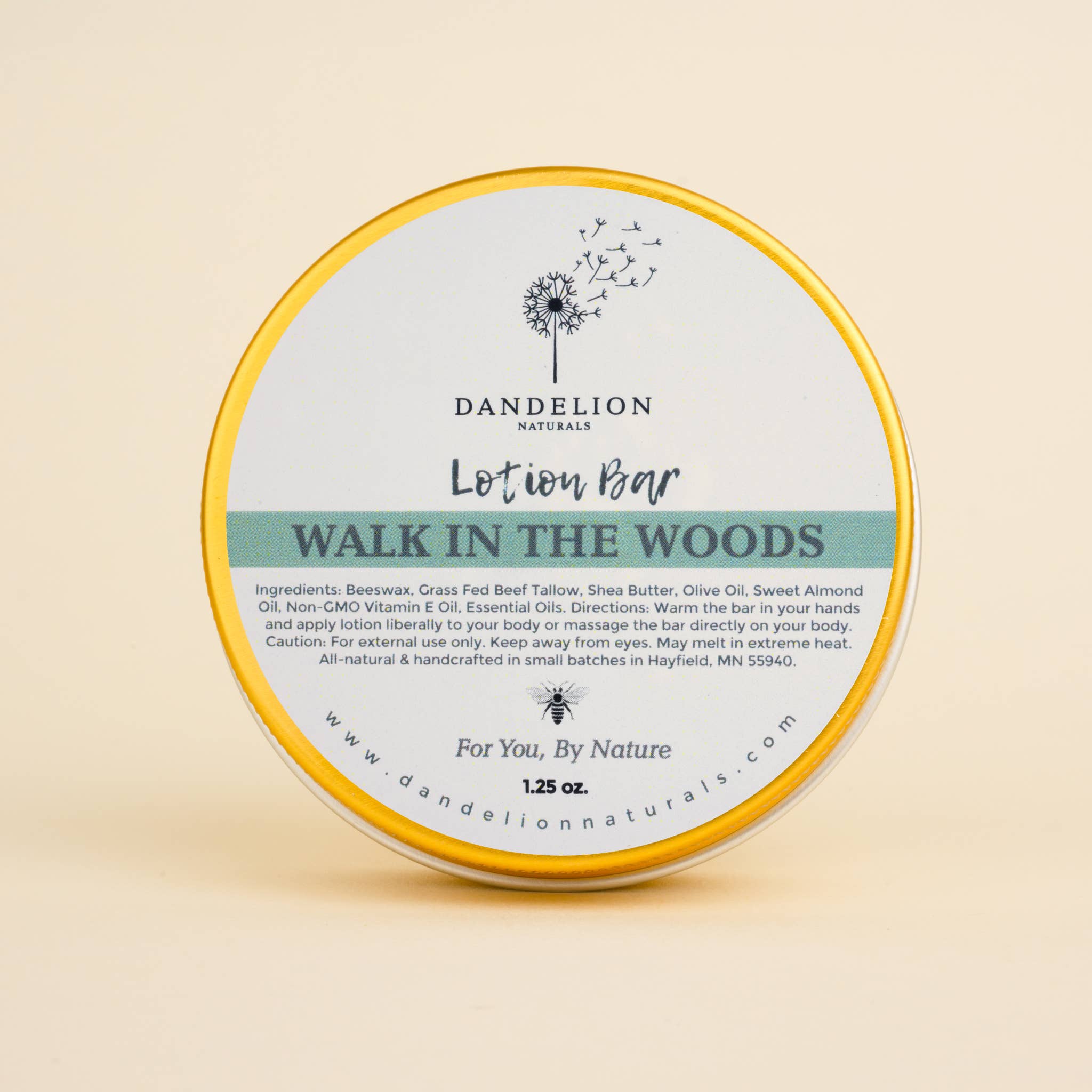 Tallow Lotion Bar with Lemongrass, Cedarwood, Eucalyptus by Dandelion Naturals 2 oz