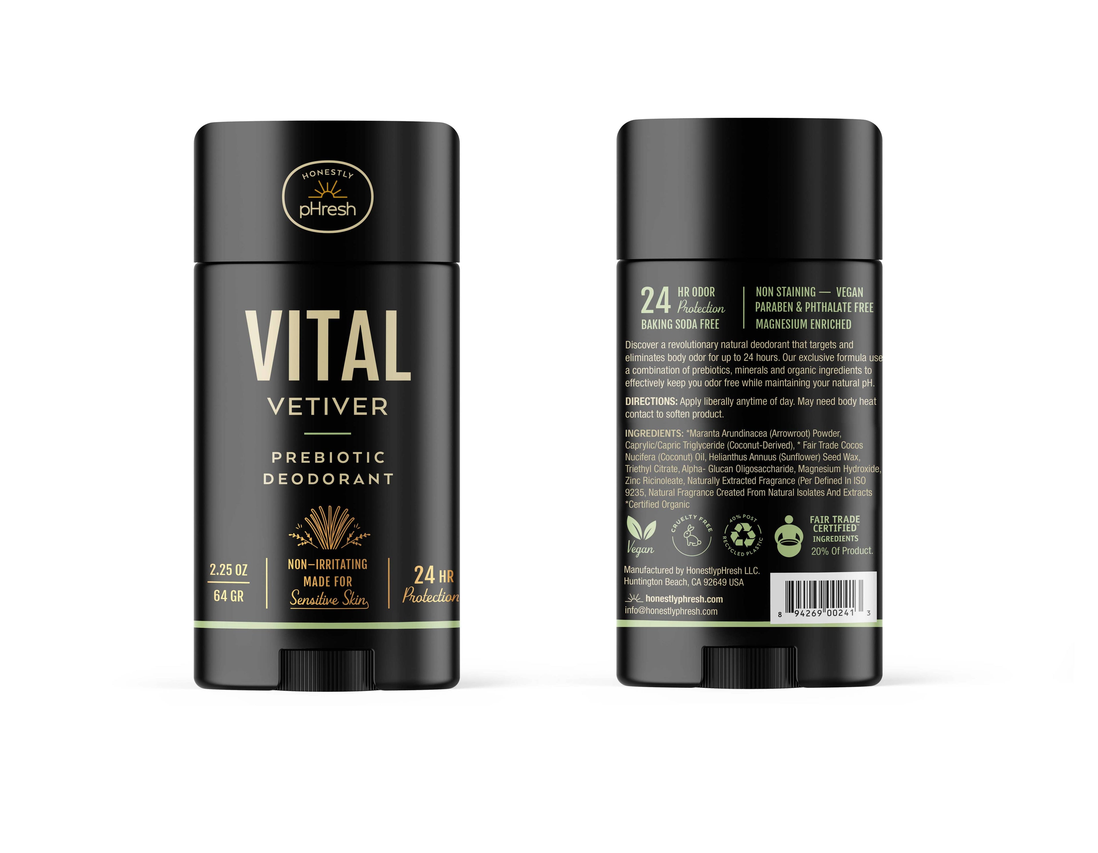 Vital Vetiver Deodorant by Honestly pHresh 2.25 oz