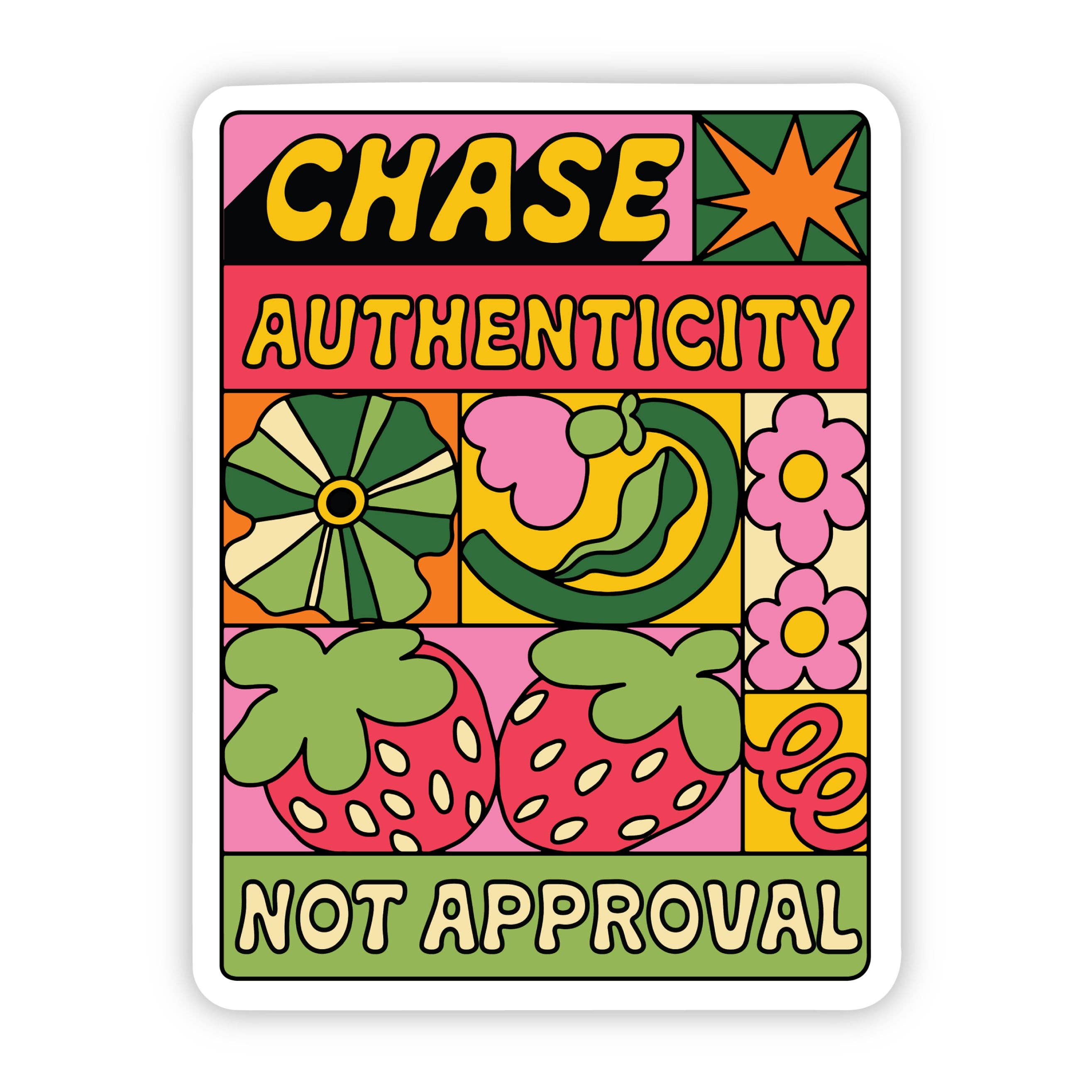 "Chase Authenticity, Not Approval" Sticker by Big Moods