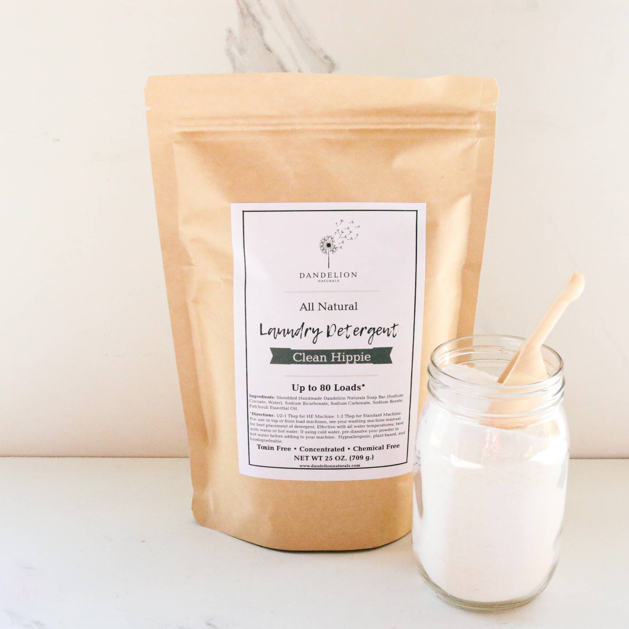 Clean Hippie Laundry Soap | Laundry Detergent Powder by Dandelion Naturals 25oz
