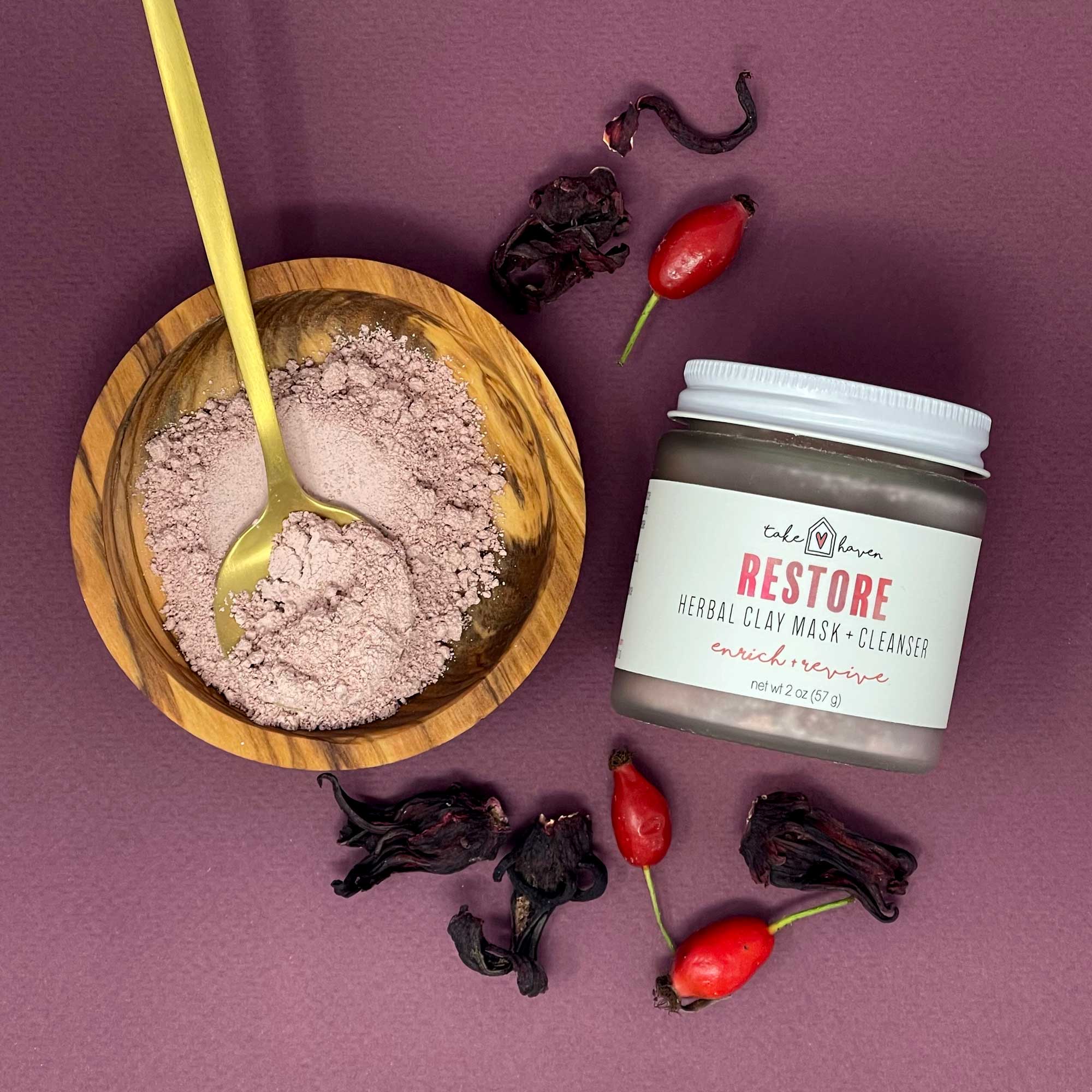 Herbal Clay Face Mask + Cleanser: RESTORE by Take Haven 1.2oz