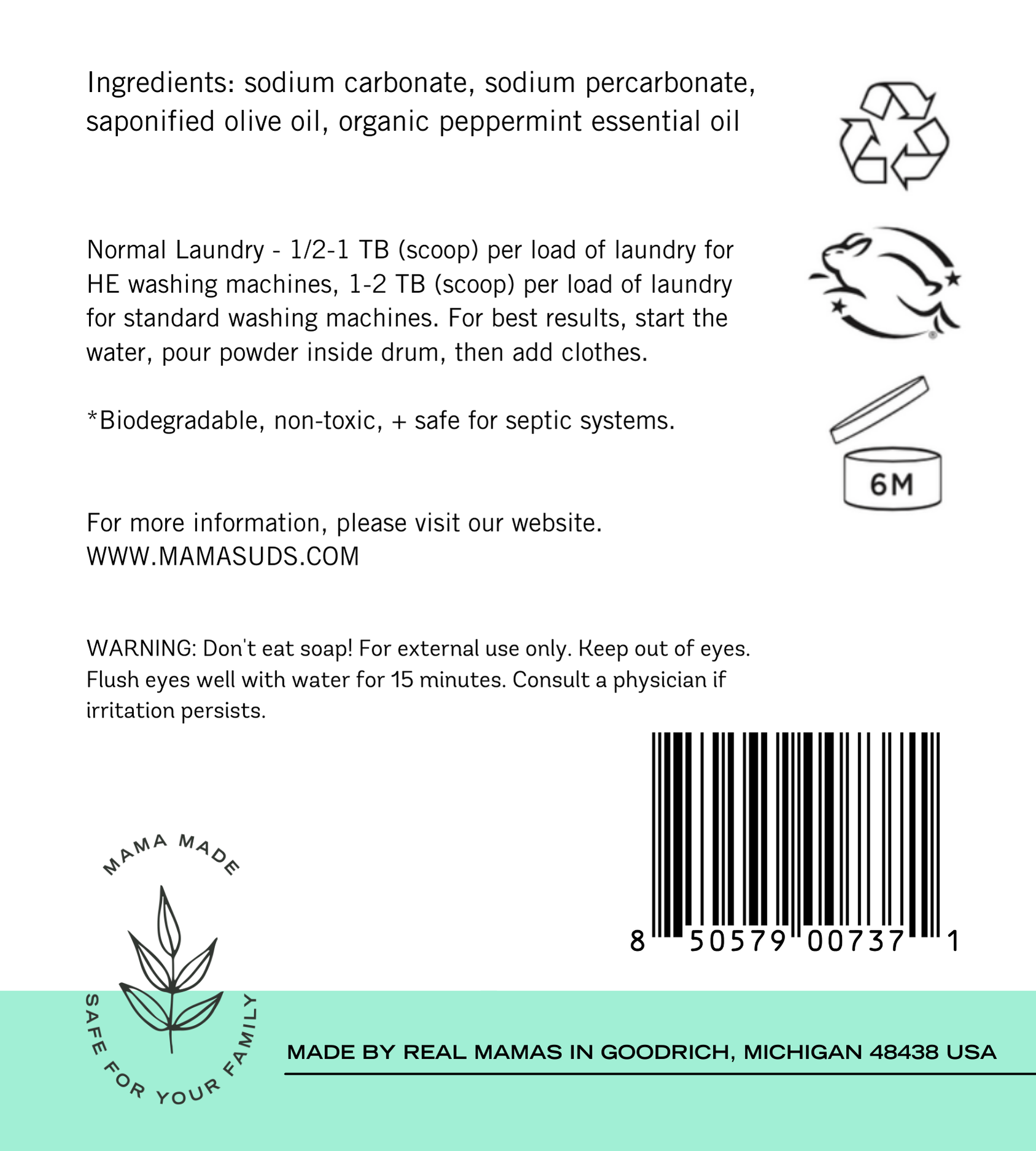 Laundry Soap Powder by MamaSuds 30oz