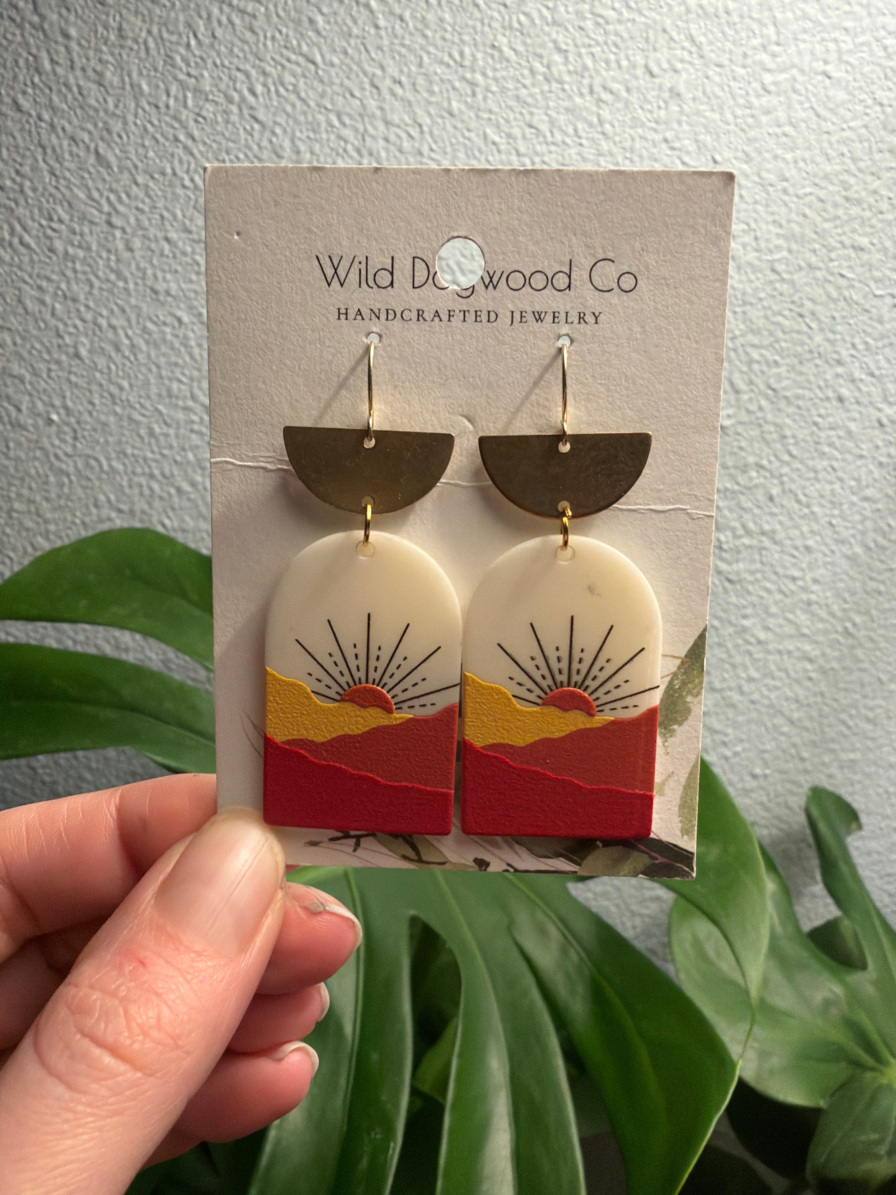 Sunset with Half Moon Charm Earring by Wild Dogwood Co. 1 pair