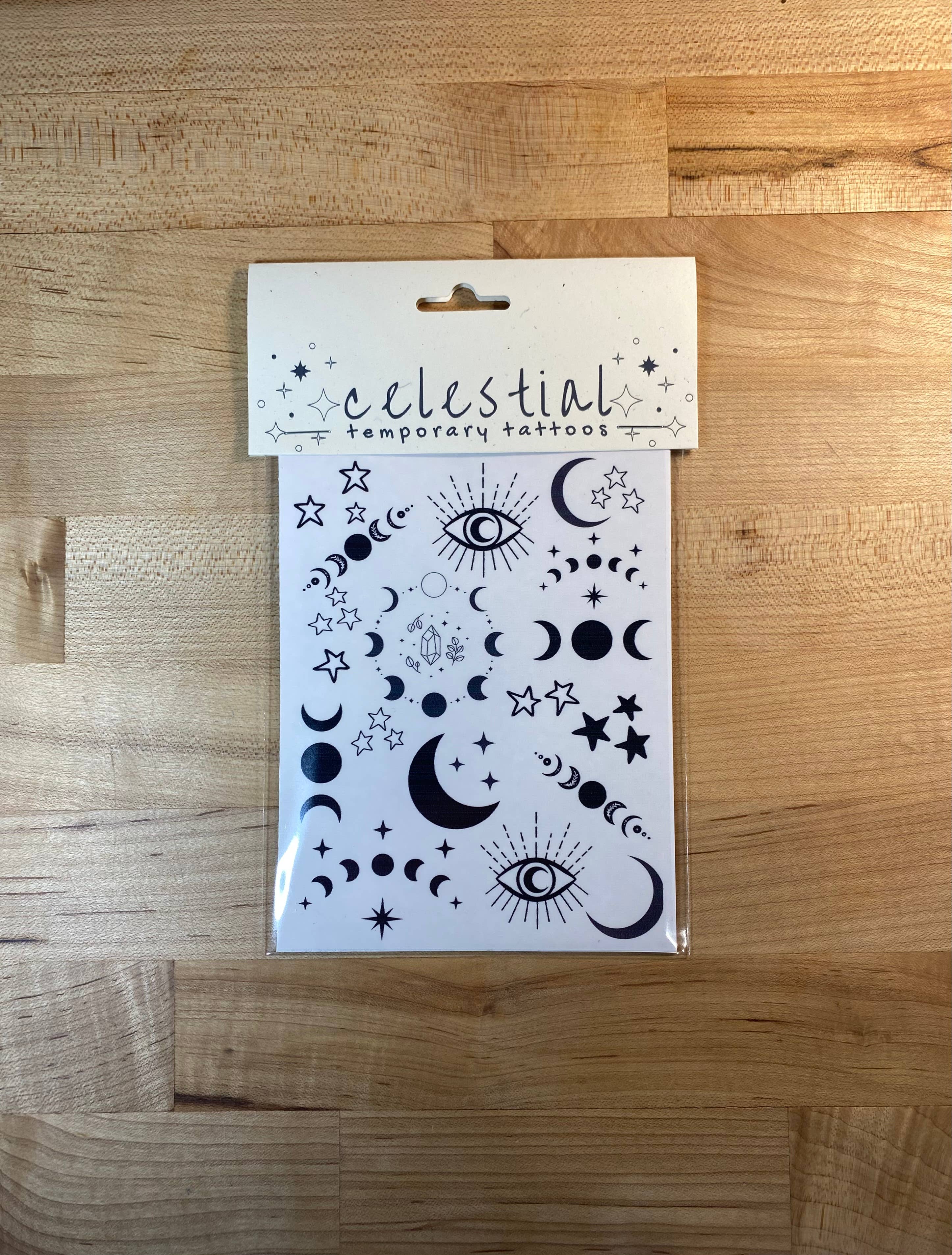 Celestial Temporary Tattoos: Witchy Moon & Star Designs