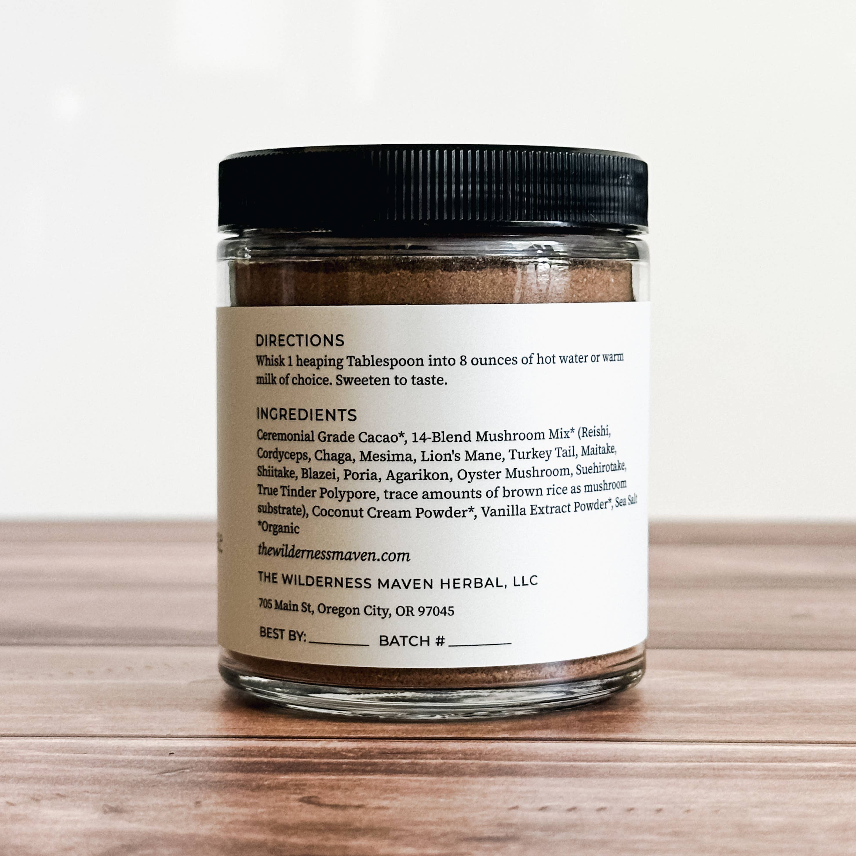 Mushroom Chocolate Herbal Hot Cocoa by Wildness Maven Apothecary 6oz