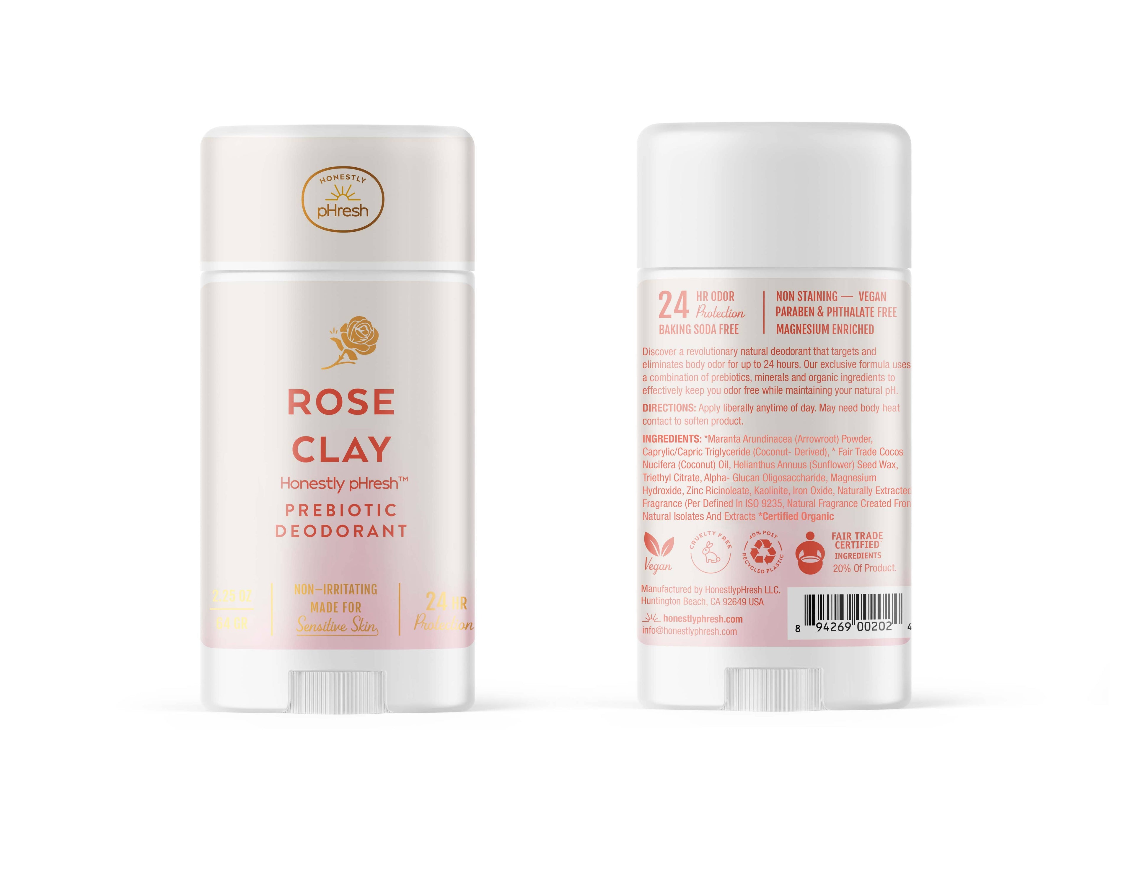 Rose Clay Deodorant by Honestly pHresh 2.25oz