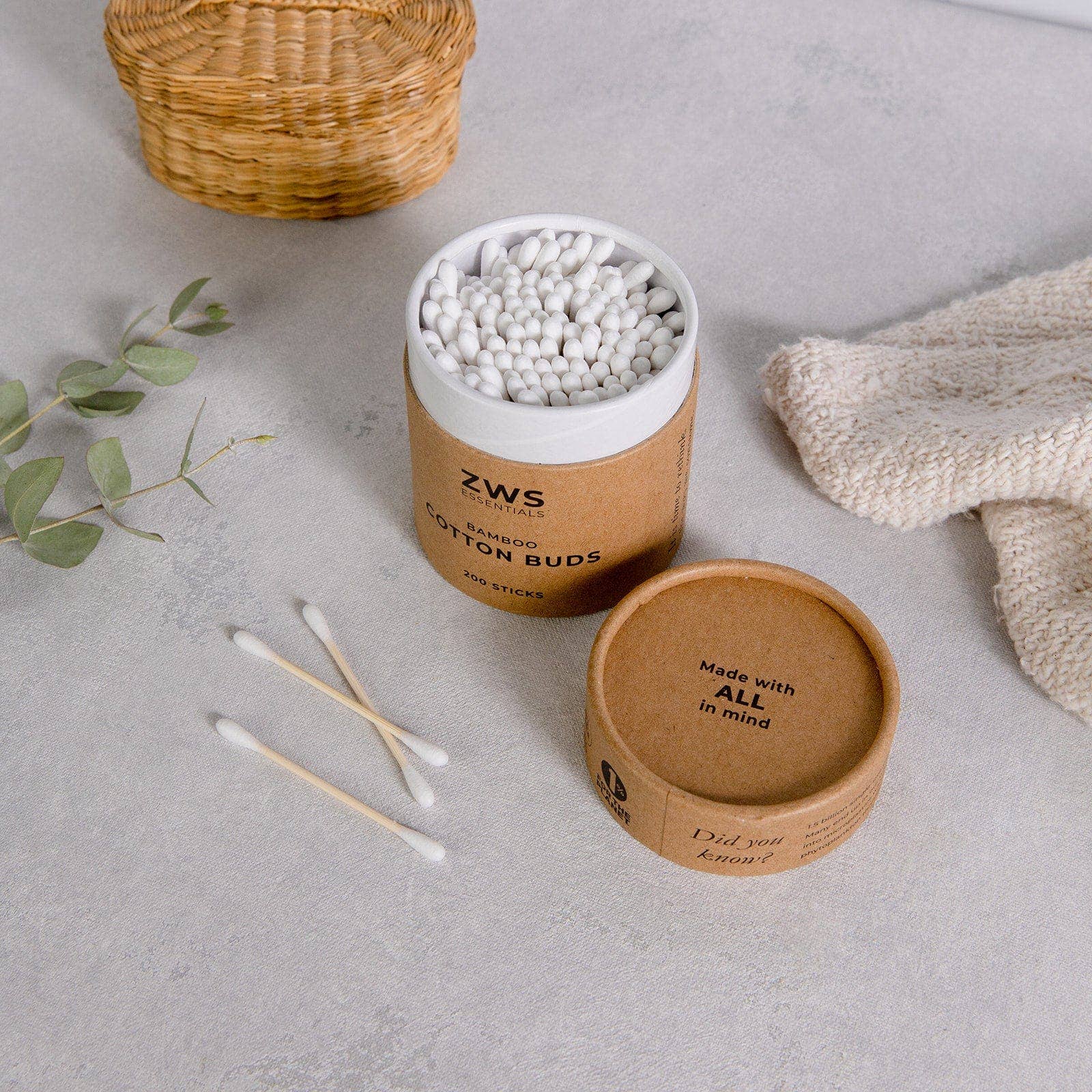 Bamboo Cotton Swabs by ZWS Essentials 200 Pack