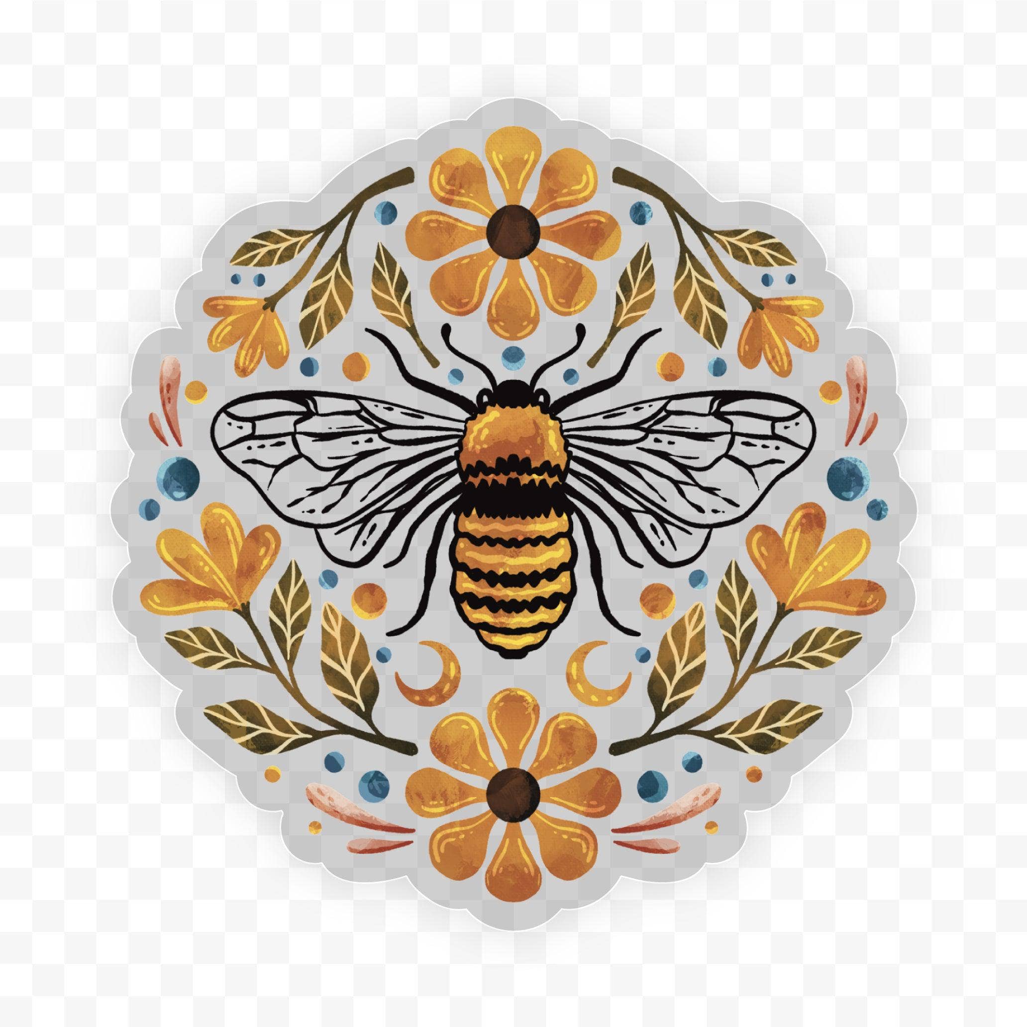 Flowers And Bee Sticker by Big Moods