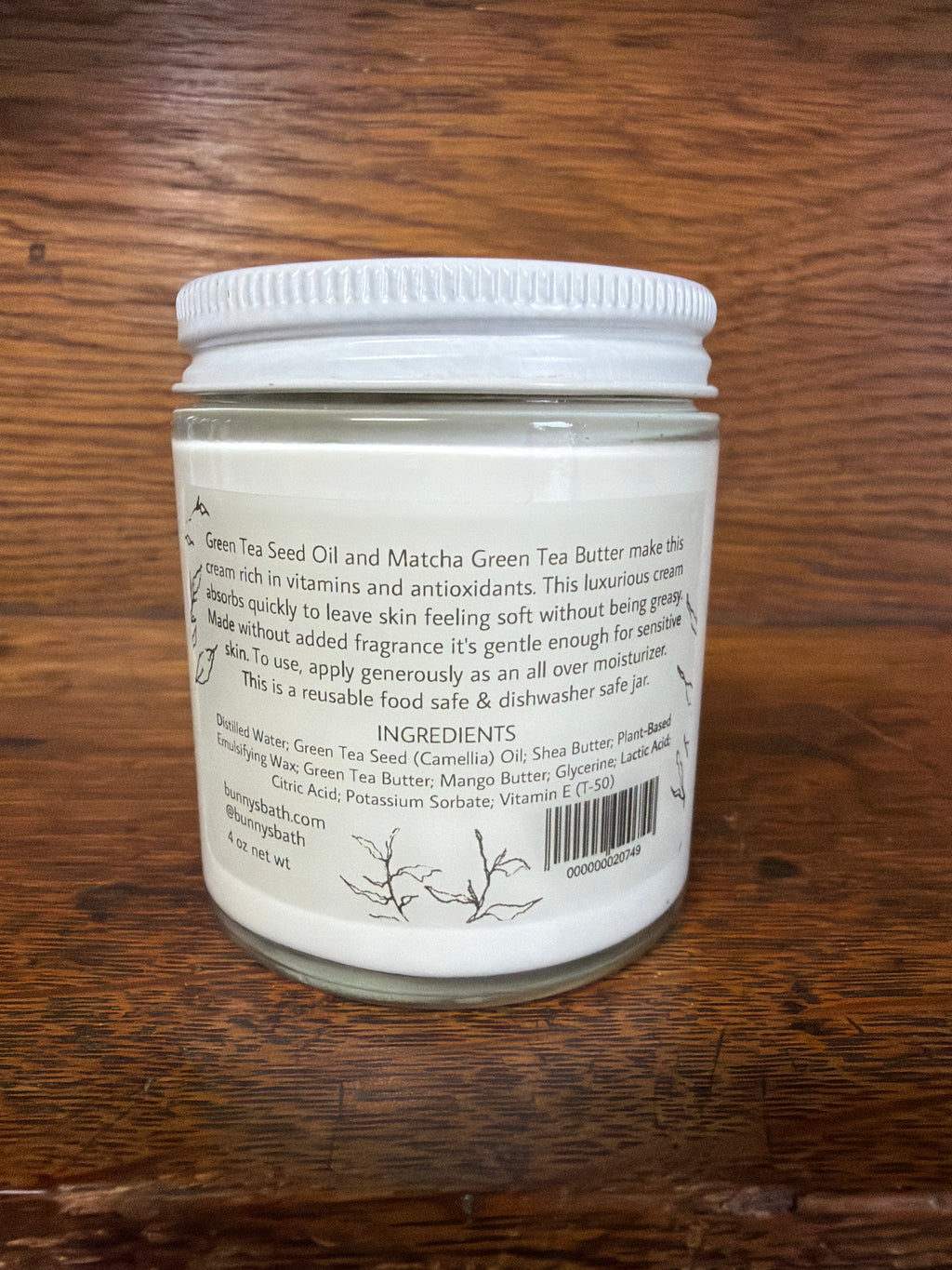 Green Tea Moisture Cream by Bunny's Bath 4 oz