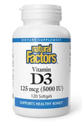 Vitamin D3 (125 mcg (5,000 IU)) by Natural Factors 120 softgels