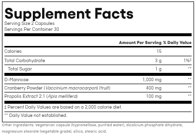 D-Mannose with Cranberry & Propolis by Natural Factors 60 capsules