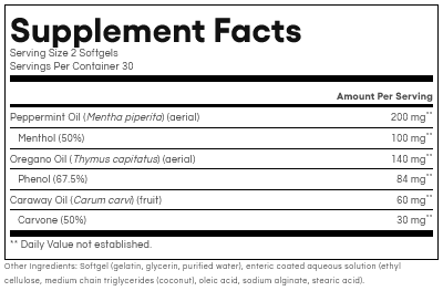 Peppermint + Oregano Oil Enteric by Natural Factors 60 softgels