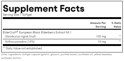 Black Elderberry Standardized Extract (100 mg) by Natural Factors 60 softgels